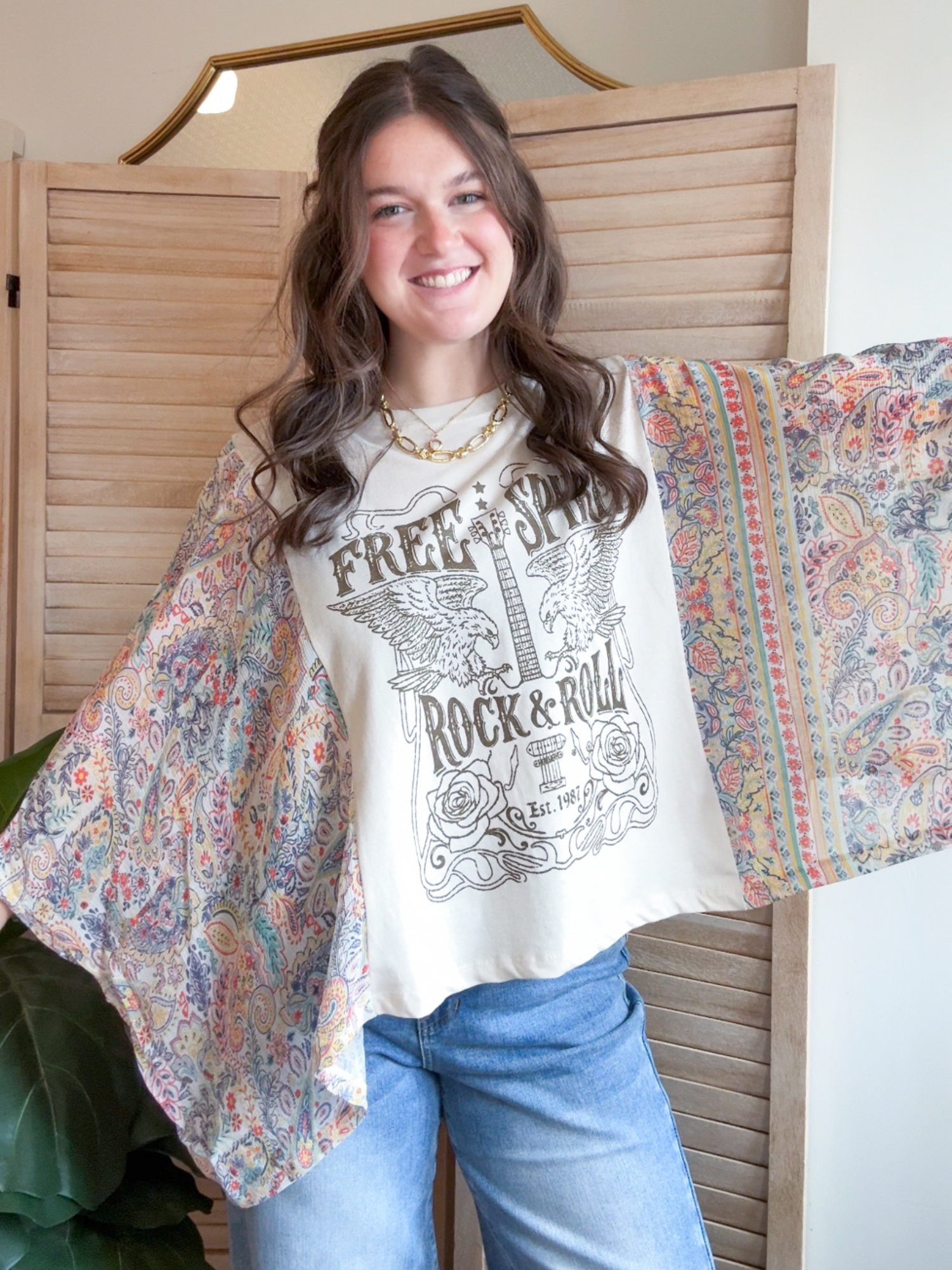 Free Spirit Graphic Kaftan Top