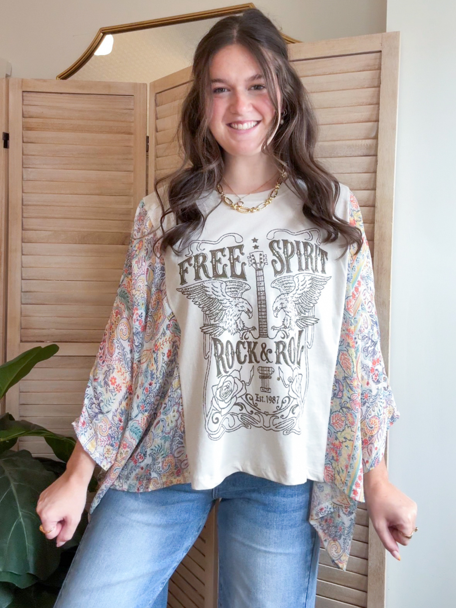 Free Spirit Graphic Kaftan Top