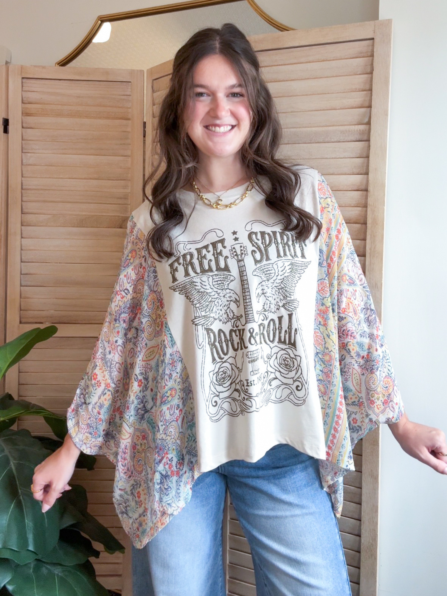 Free Spirit Graphic Kaftan Top