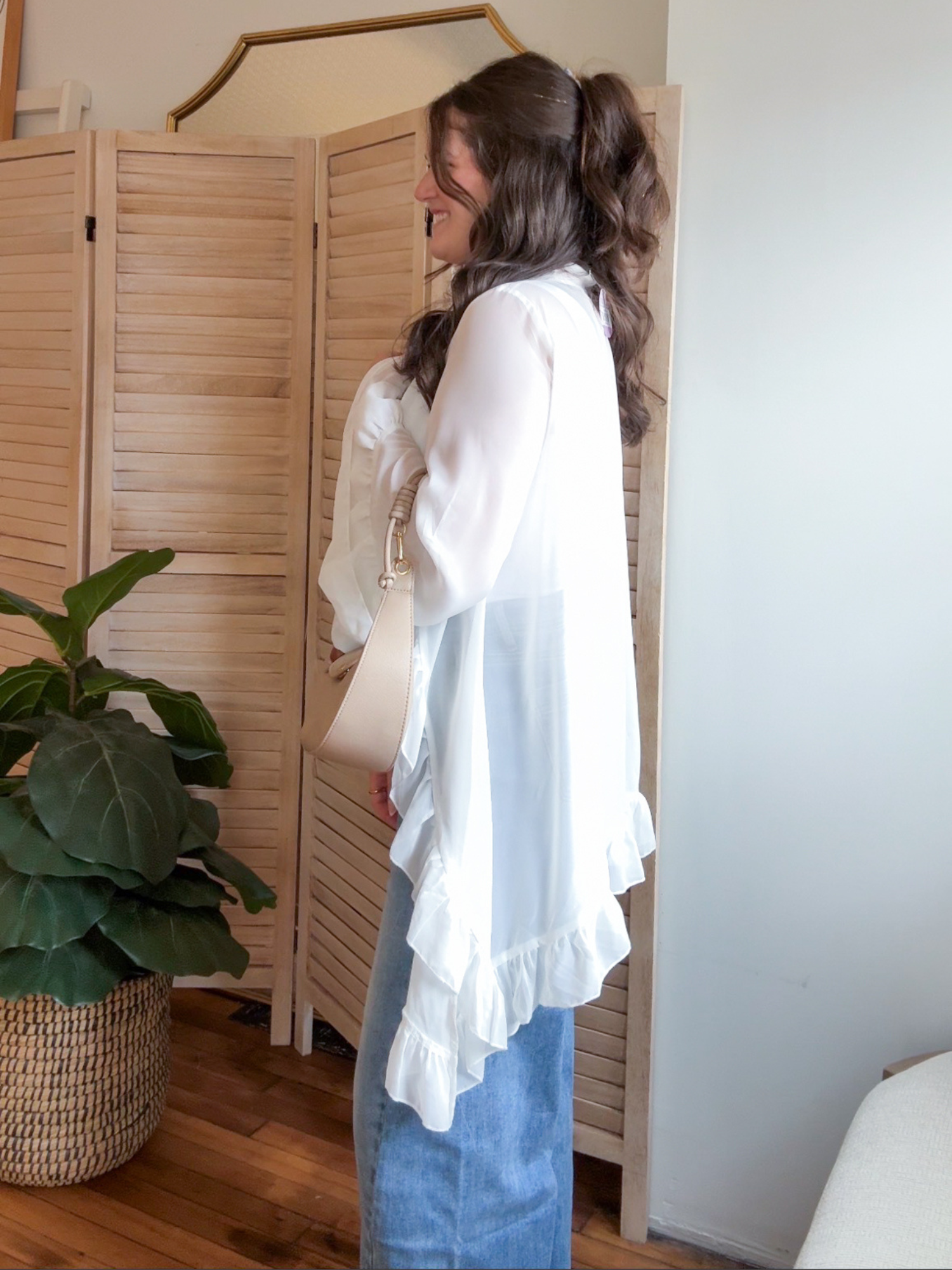 Anaya Sheer Ruffle Blouse
