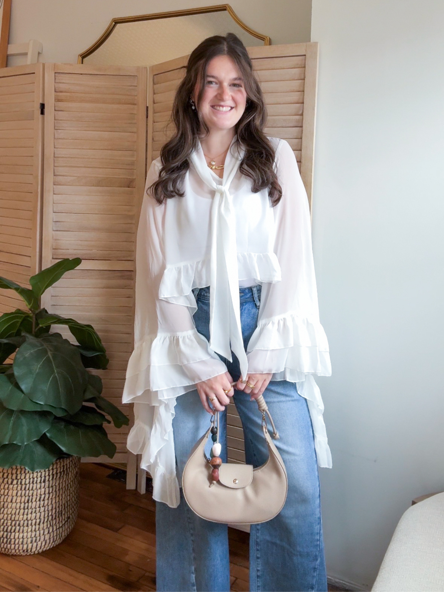 Anaya Sheer Ruffle Blouse