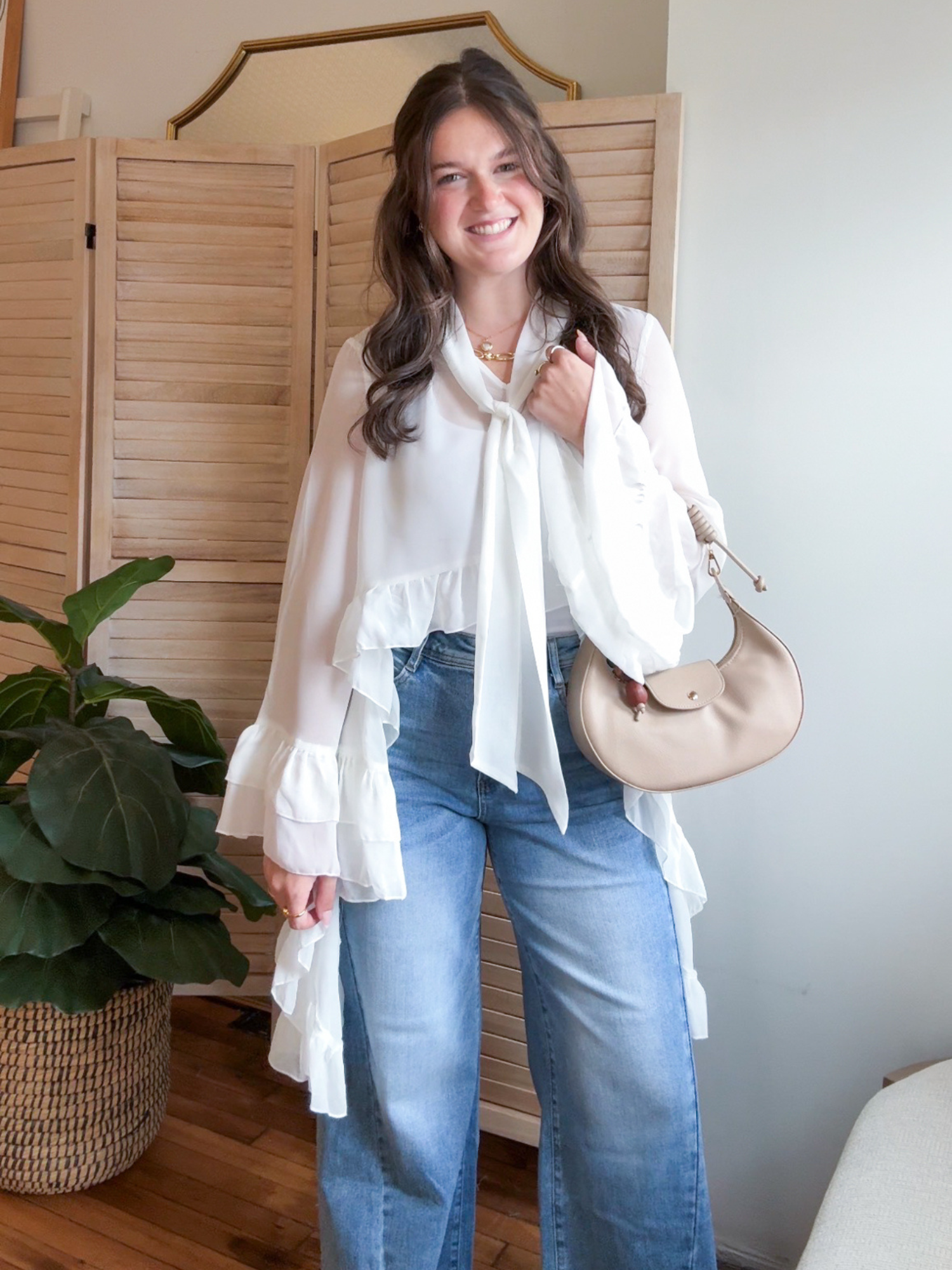 Anaya Sheer Ruffle Blouse