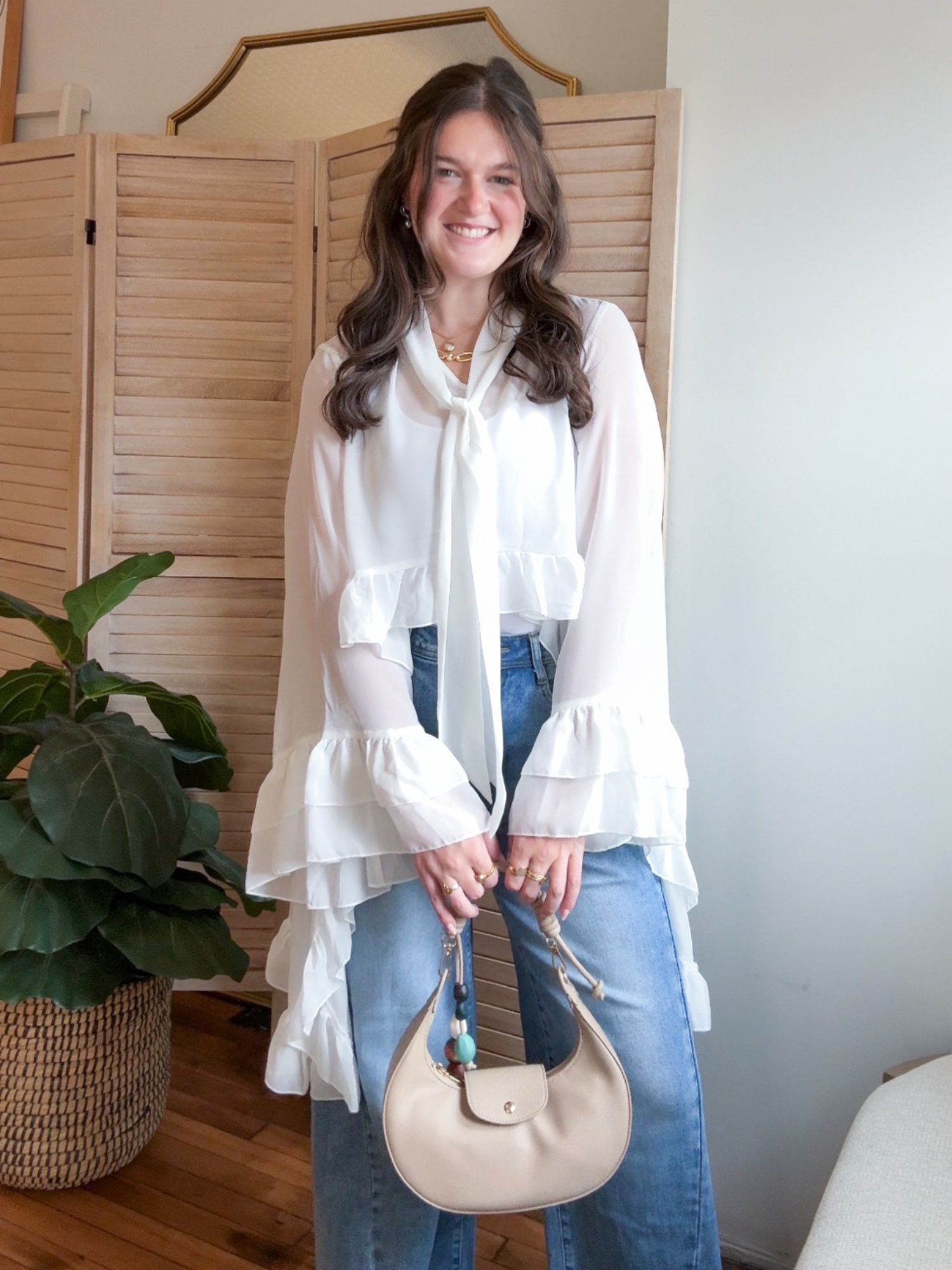 Anaya Sheer Ruffle Blouse