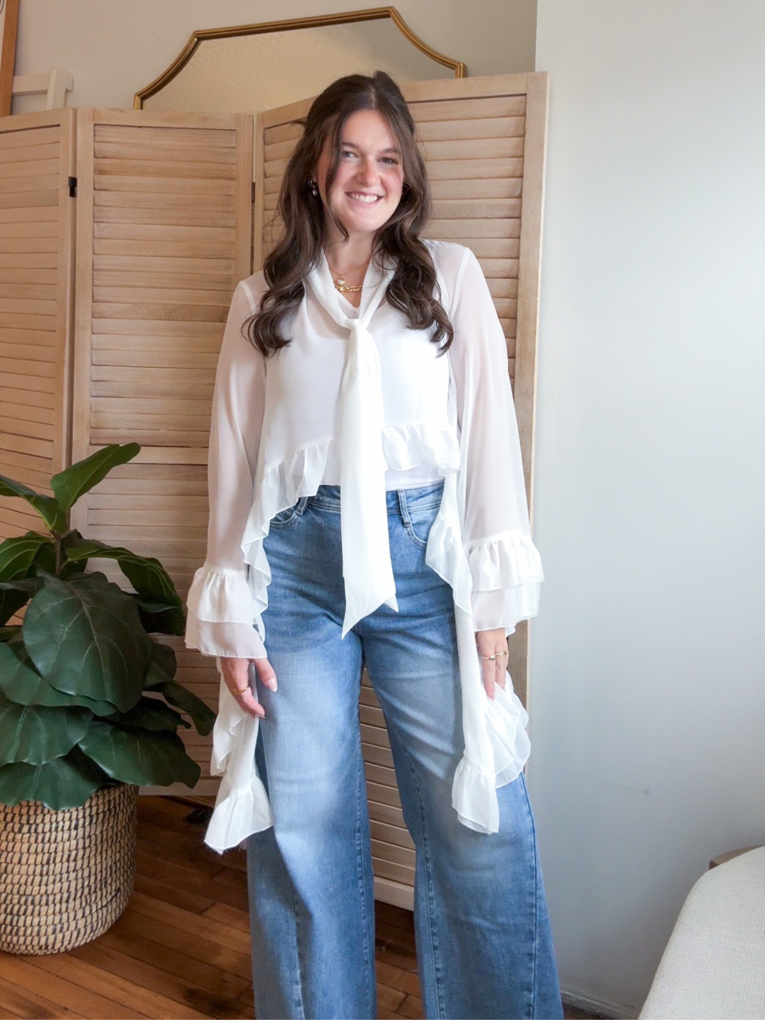 Anaya Sheer Ruffle Blouse