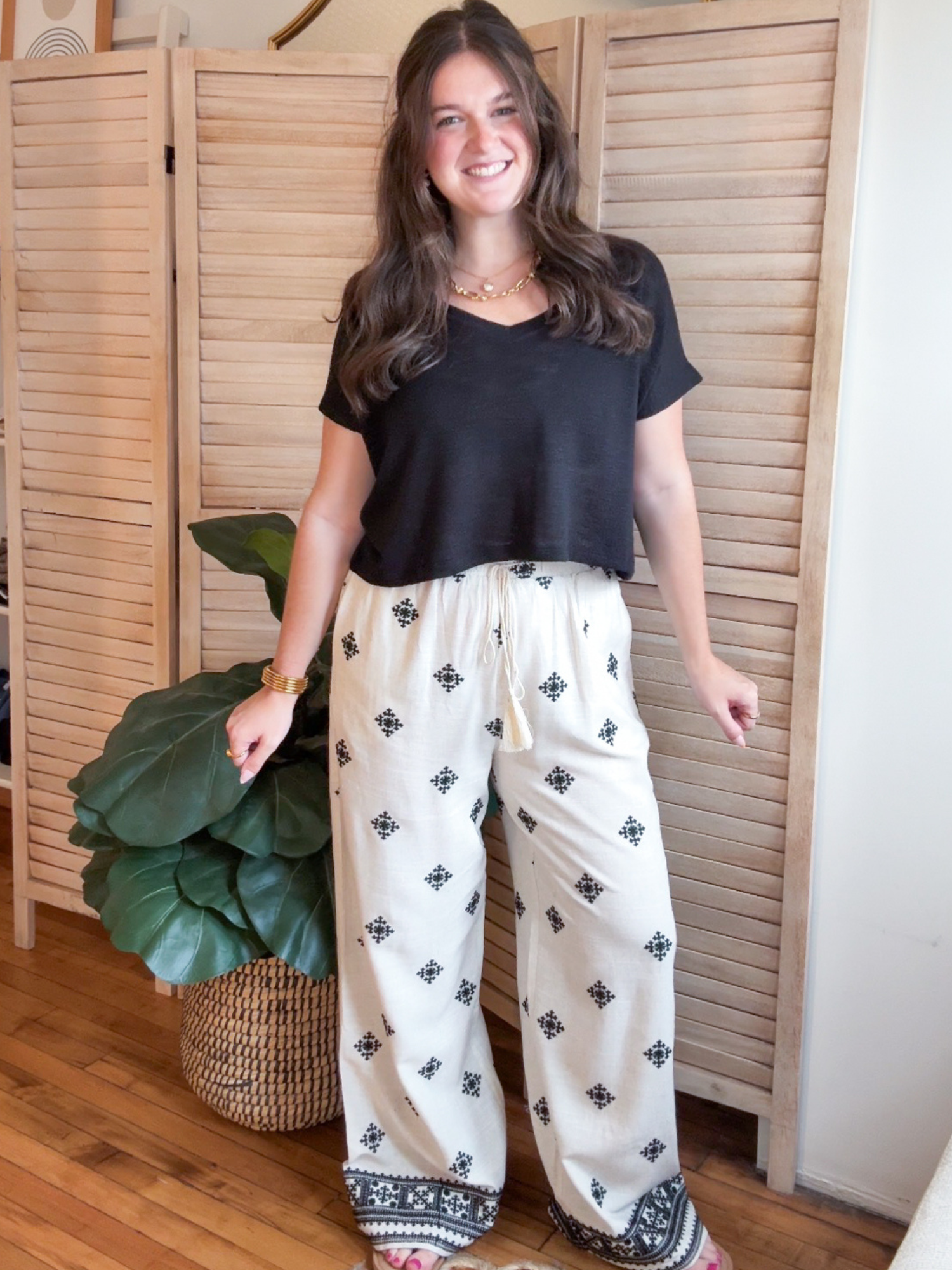 Hazel Embroidered Wide Leg Pants