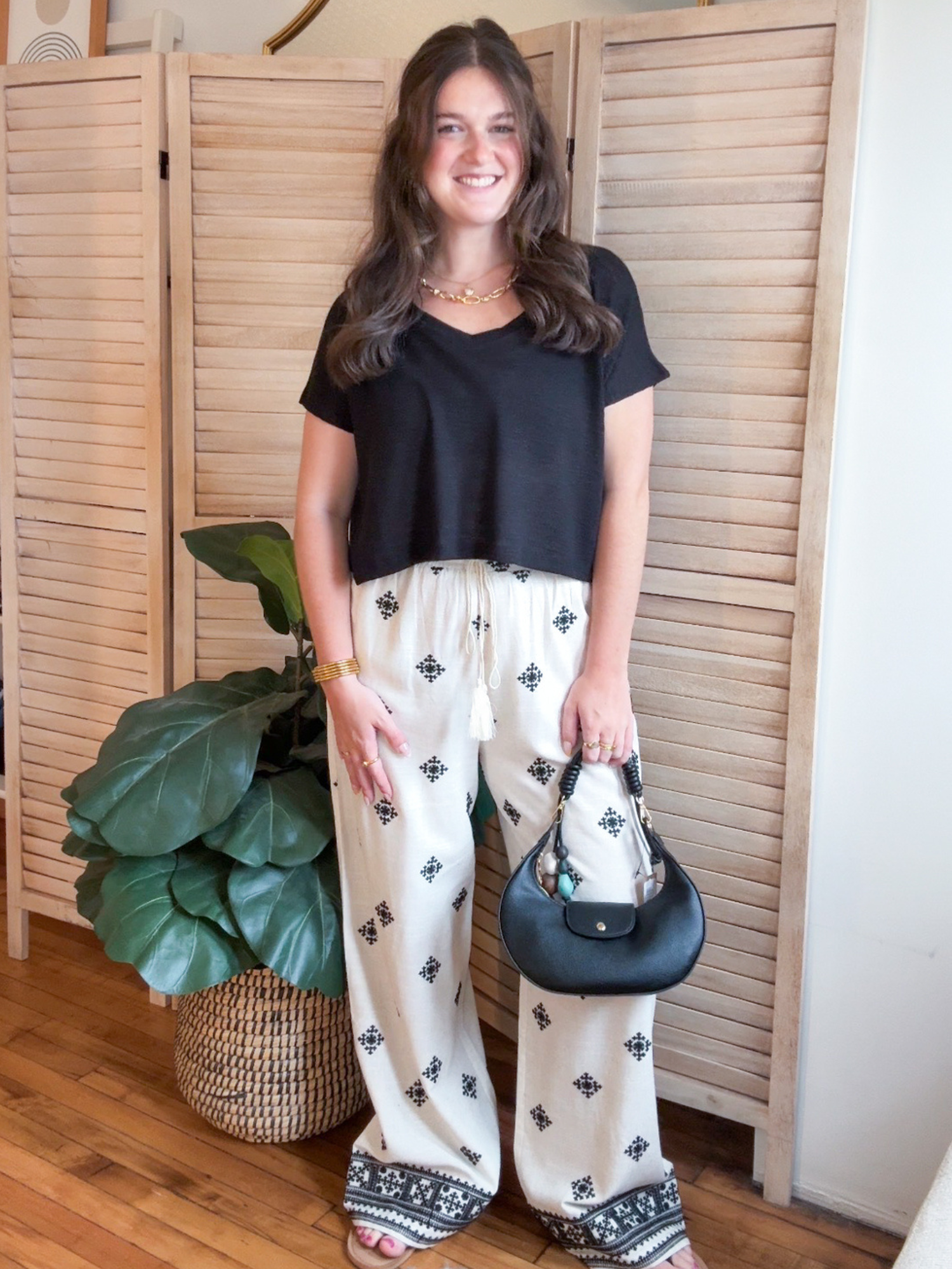 Hazel Embroidered Wide Leg Pants