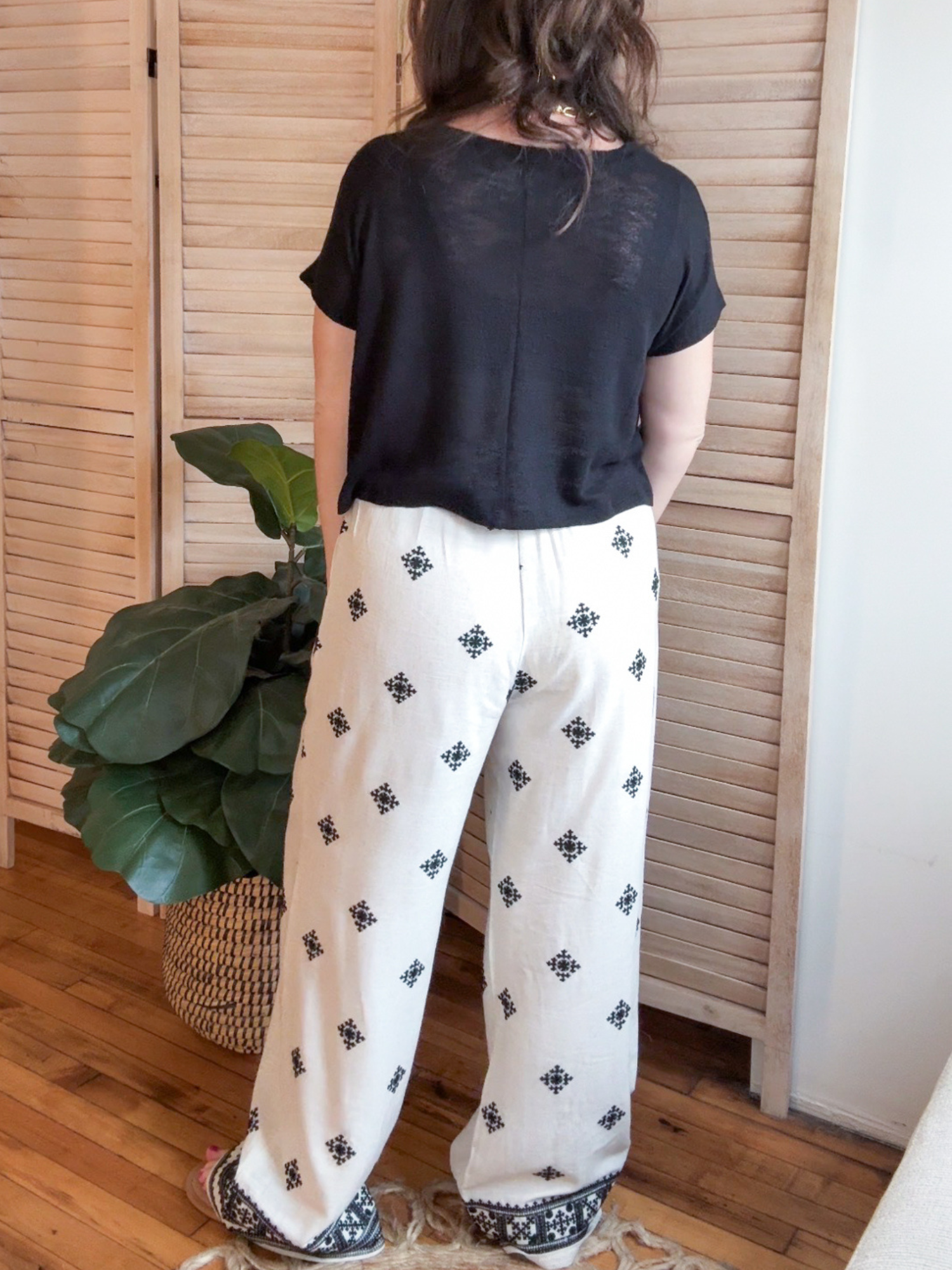 Hazel Embroidered Wide Leg Pants