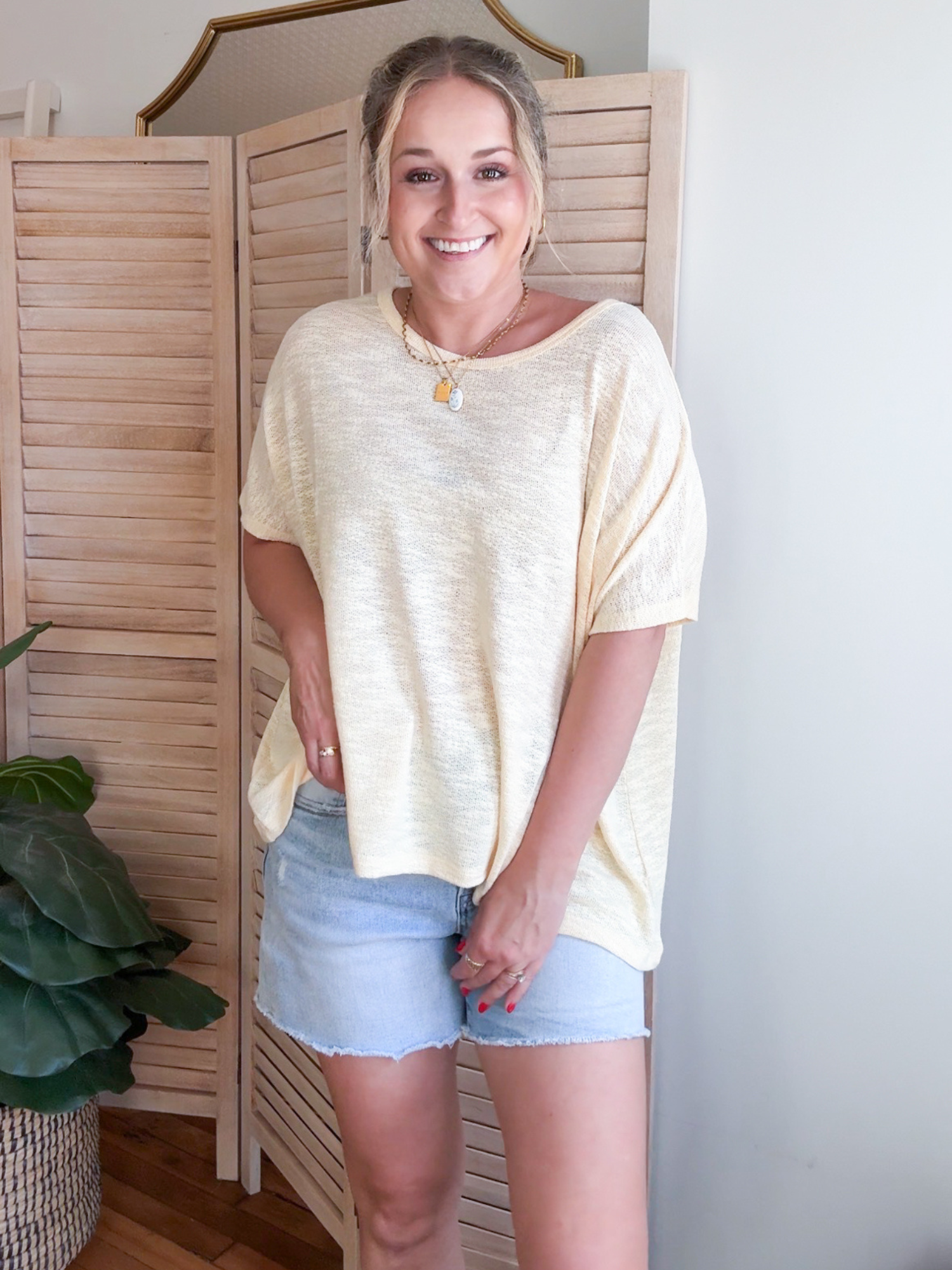 Britt Oversized Slub Tee - Butter Yellow
