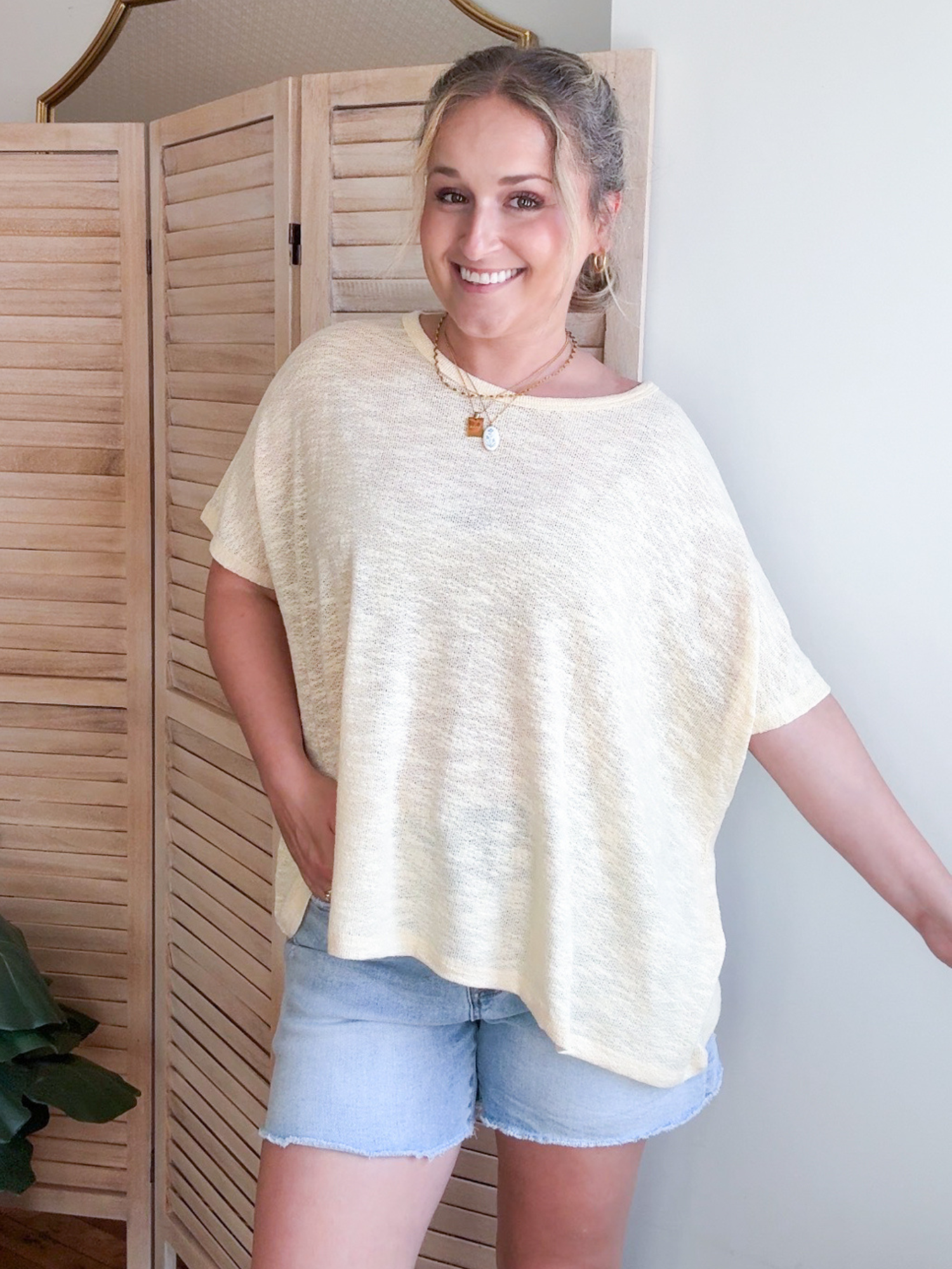 Britt Oversized Slub Tee - Butter Yellow
