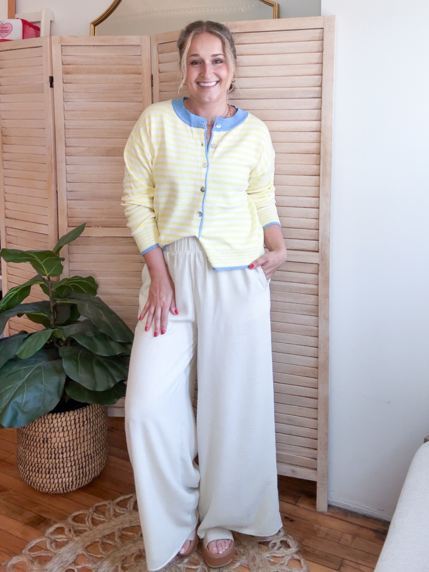 Tanna Striped Cardigan - Lemon Blue