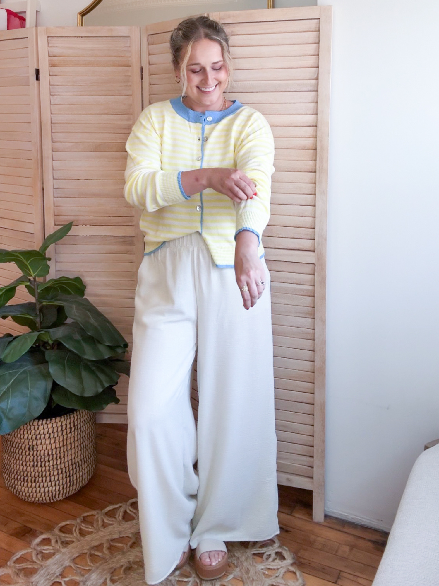 Tanna Striped Cardigan - Lemon Blue