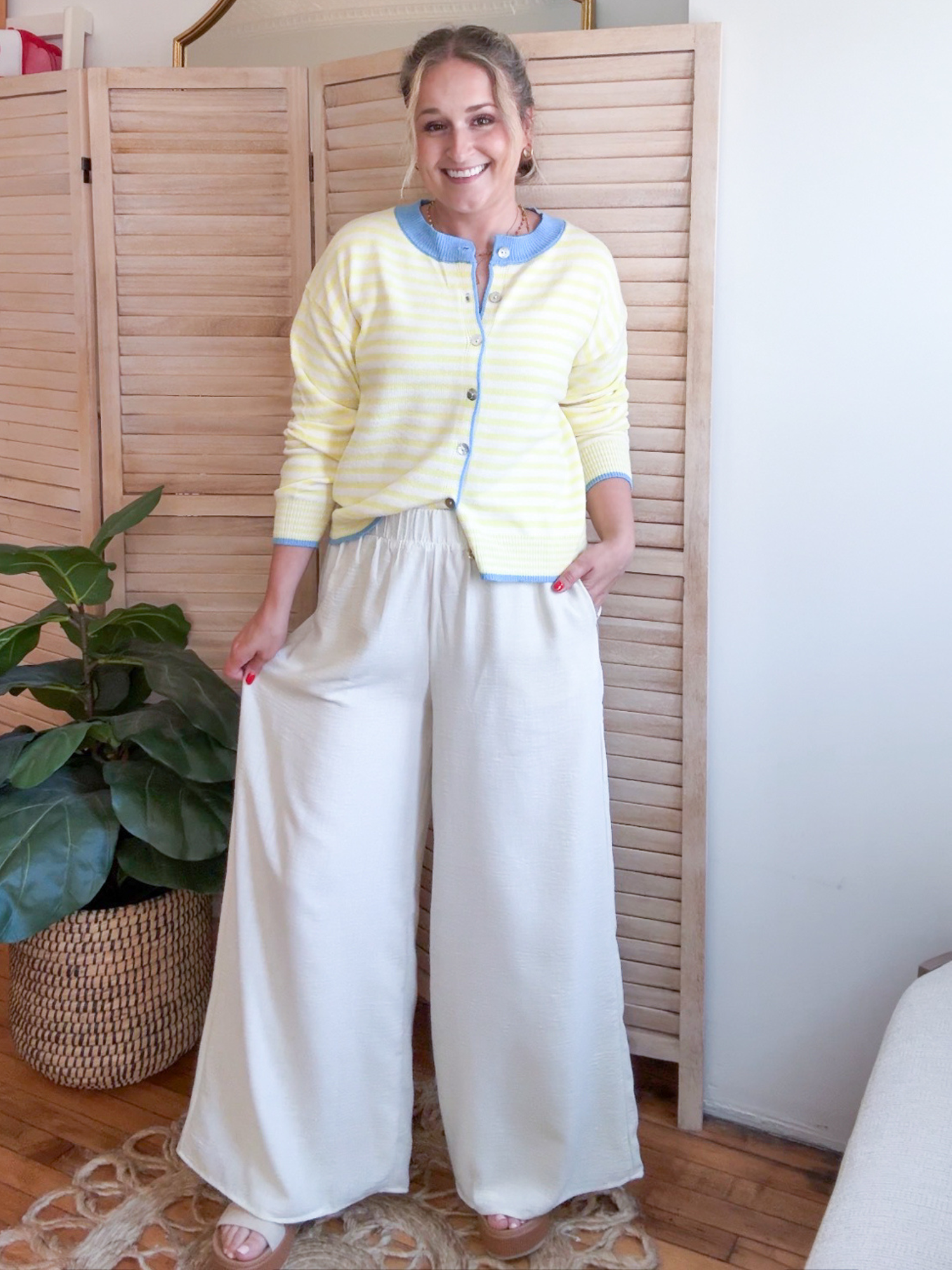 Tanna Striped Cardigan - Lemon Blue