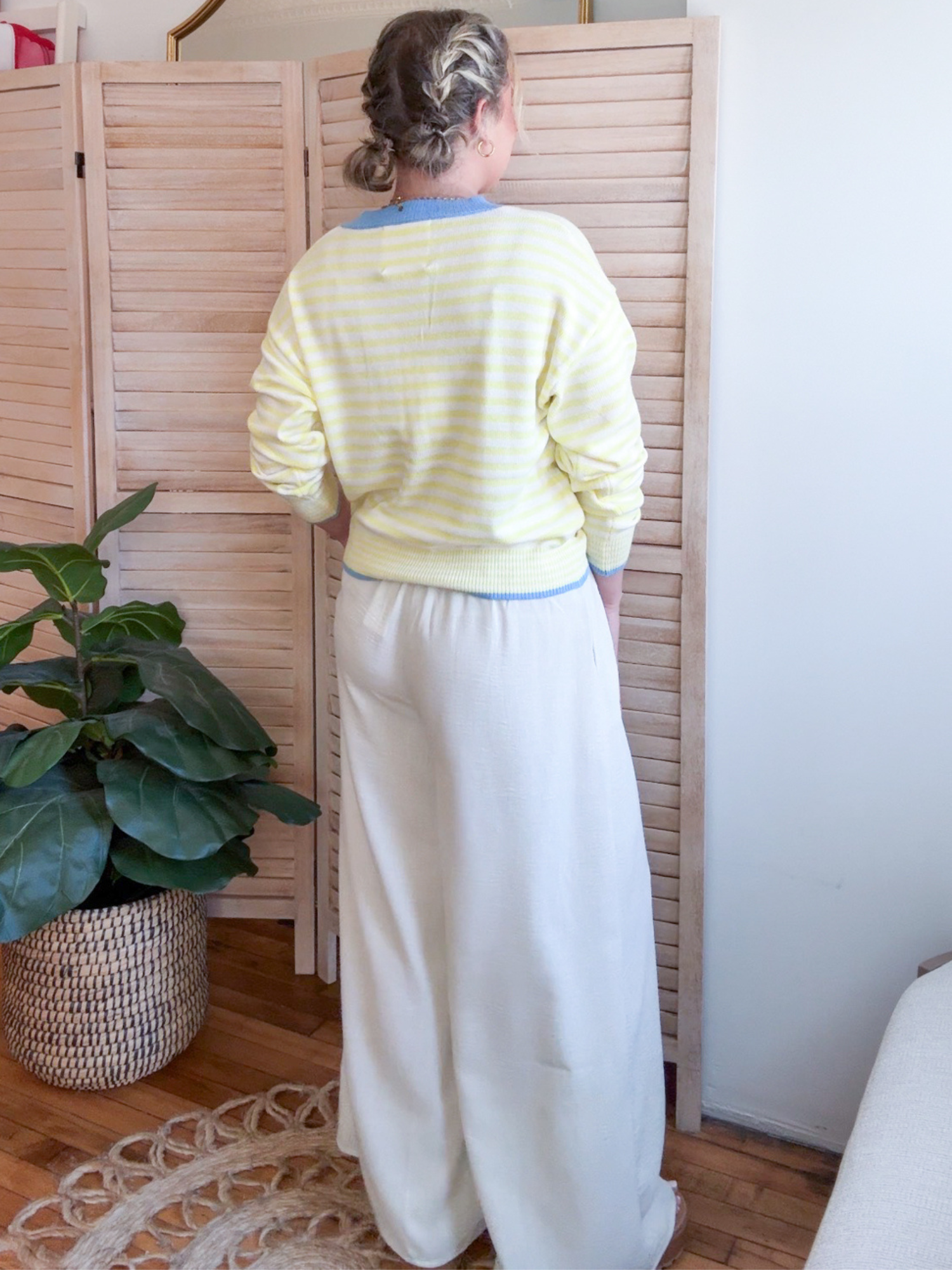 Tanna Striped Cardigan - Lemon Blue