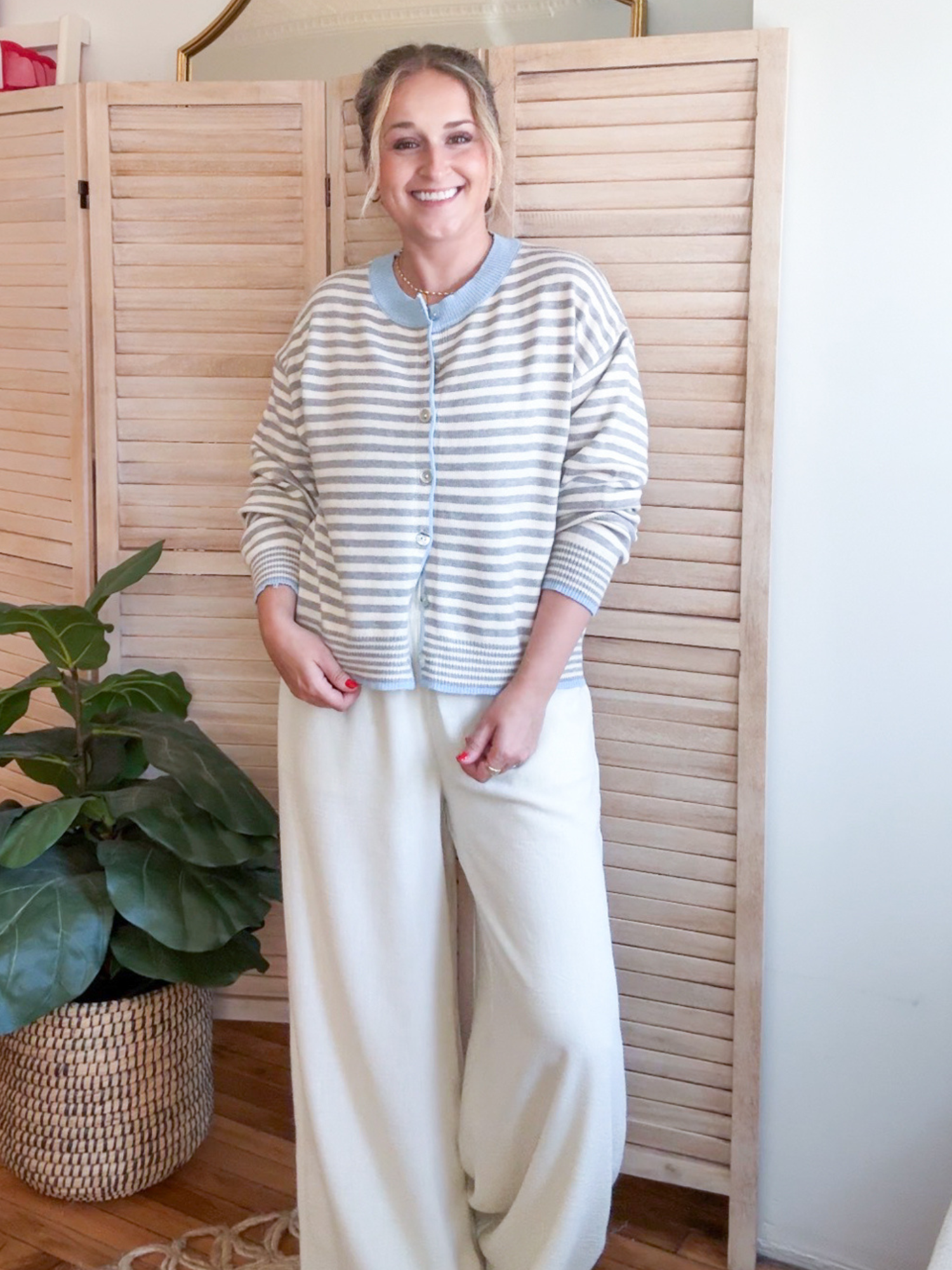 Tanna Striped Cardigan - Slate Gray