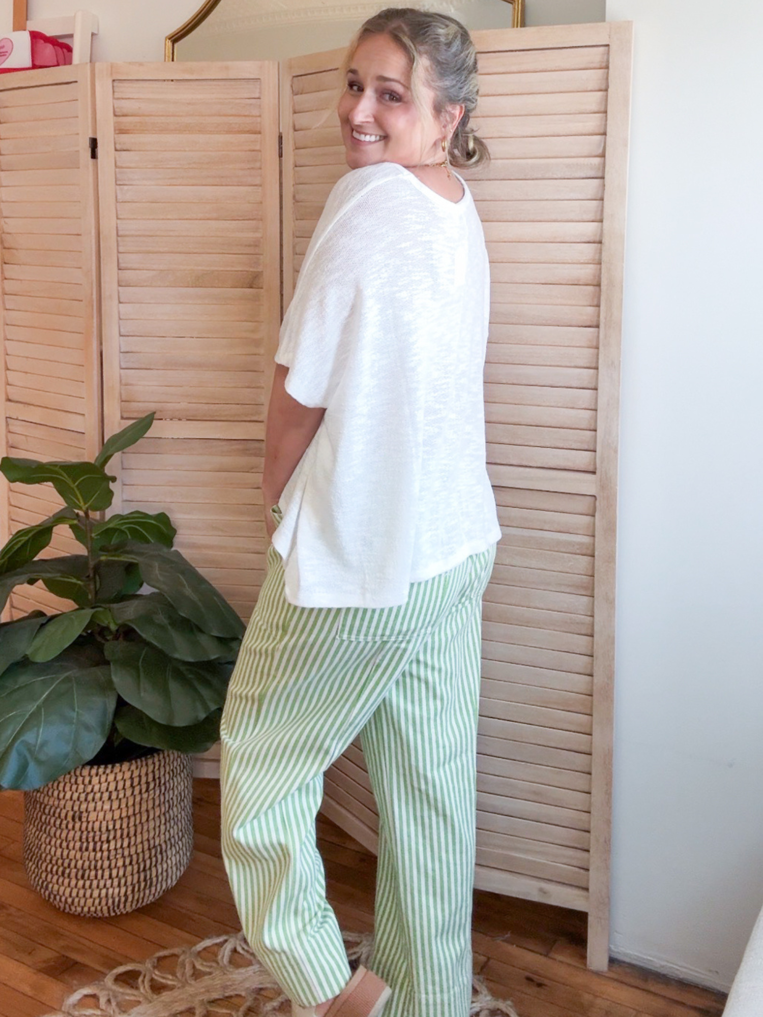 Brooks Striped Wide Leg Pants - Green
