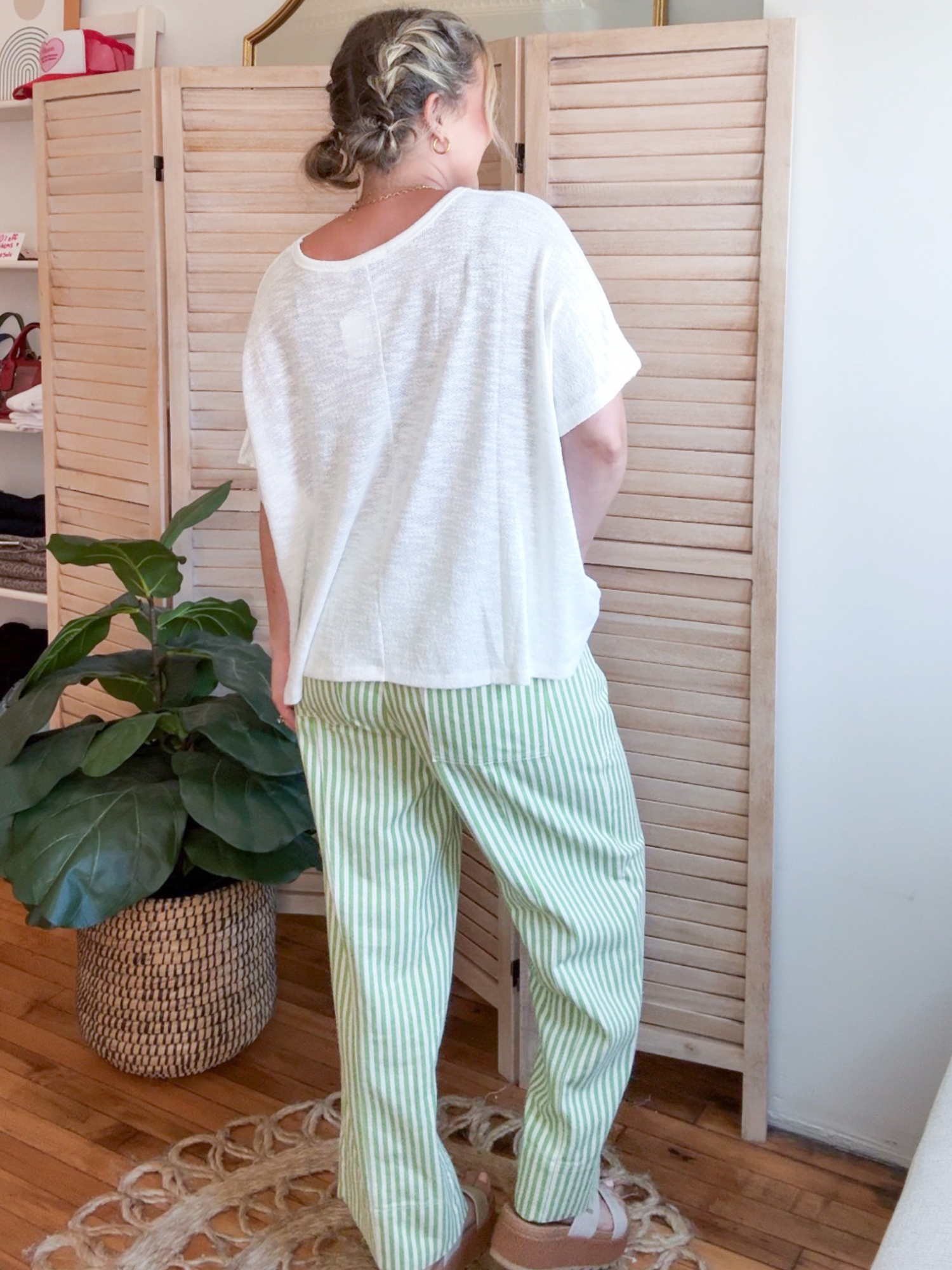 Brooks Striped Wide Leg Pants - Green