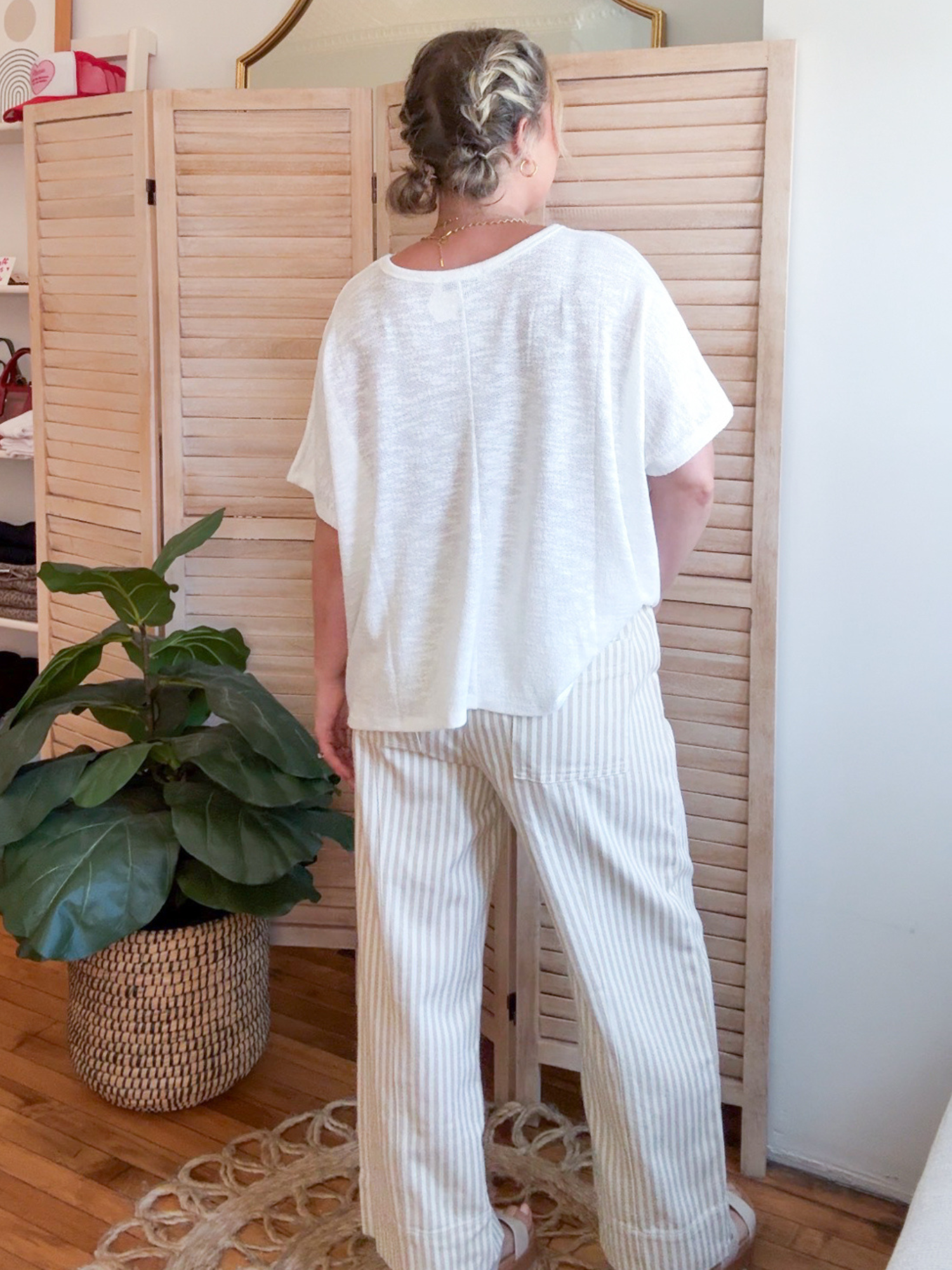 Brooks Striped Wide Leg Pants - Taupe