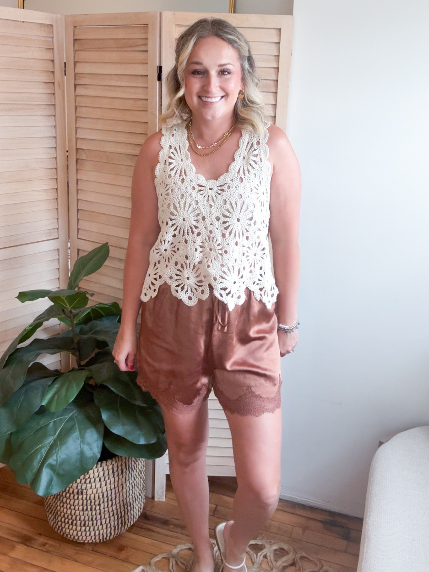 Amber Lace Trim Satin Shorts