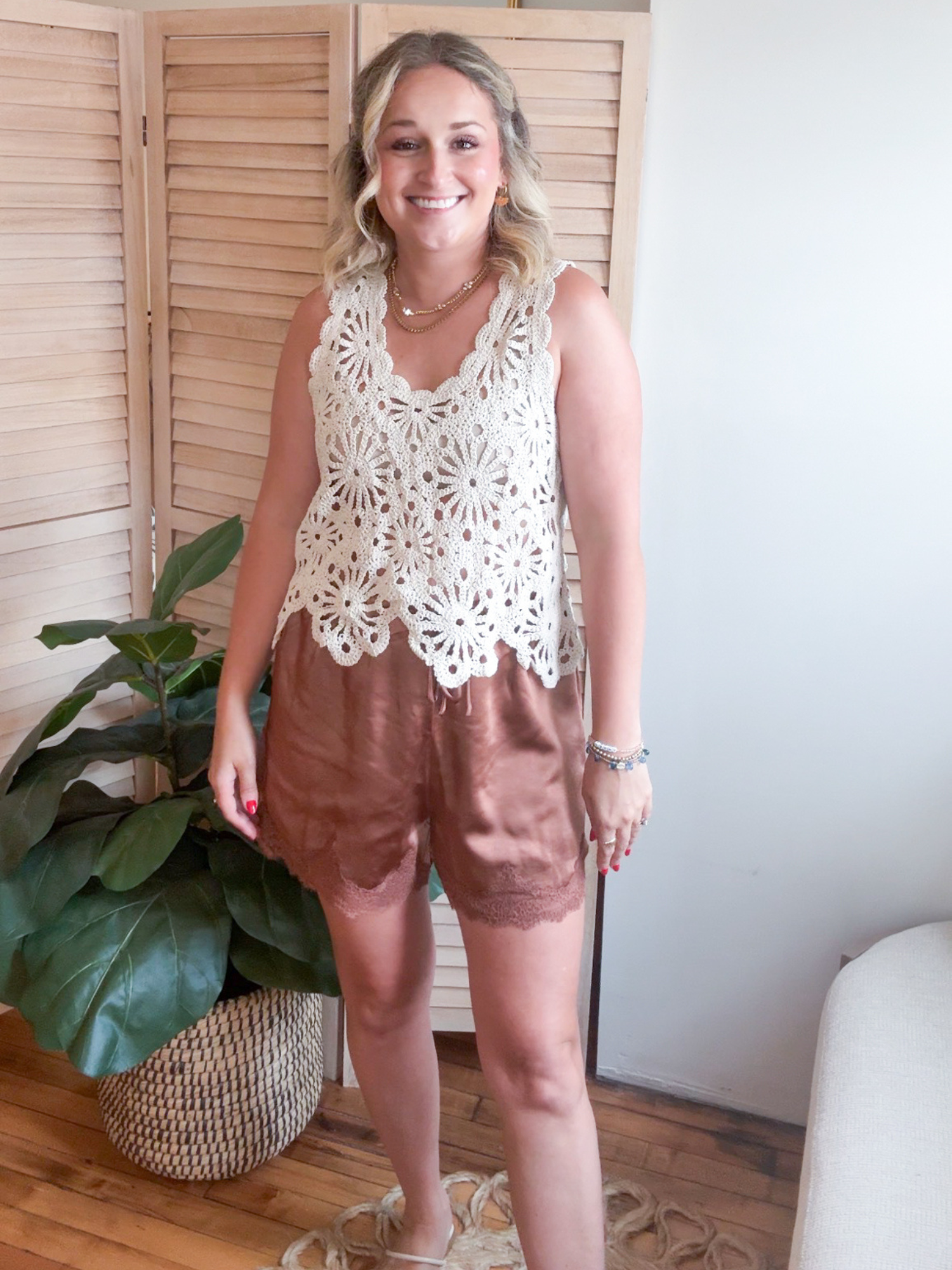 Amber Lace Trim Satin Shorts