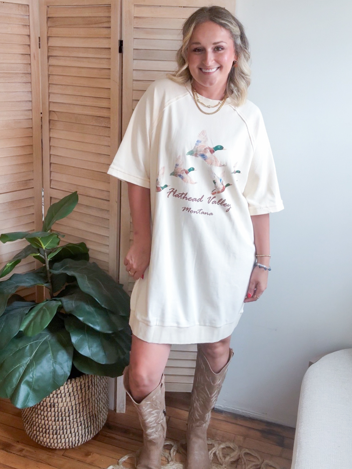 Mallard Duck French Terry Mini Dress - The Collective Rose