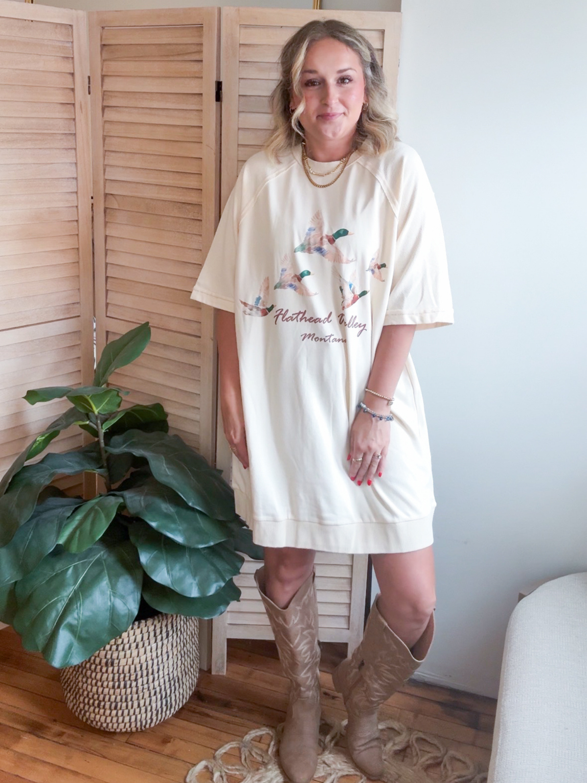Mallard Duck French Terry Mini Dress - The Collective Rose