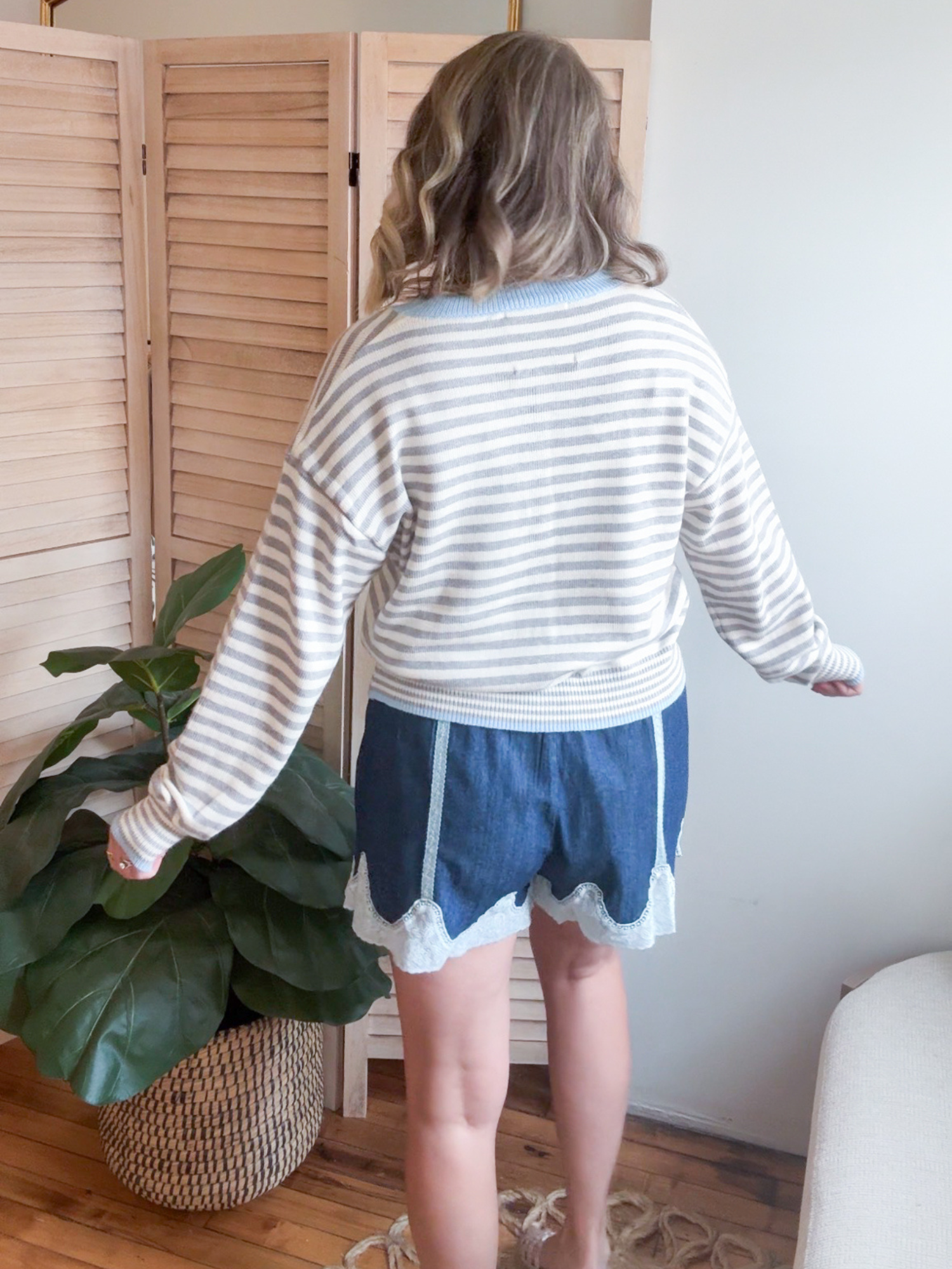 Rae Lace Trim Denim Shorts