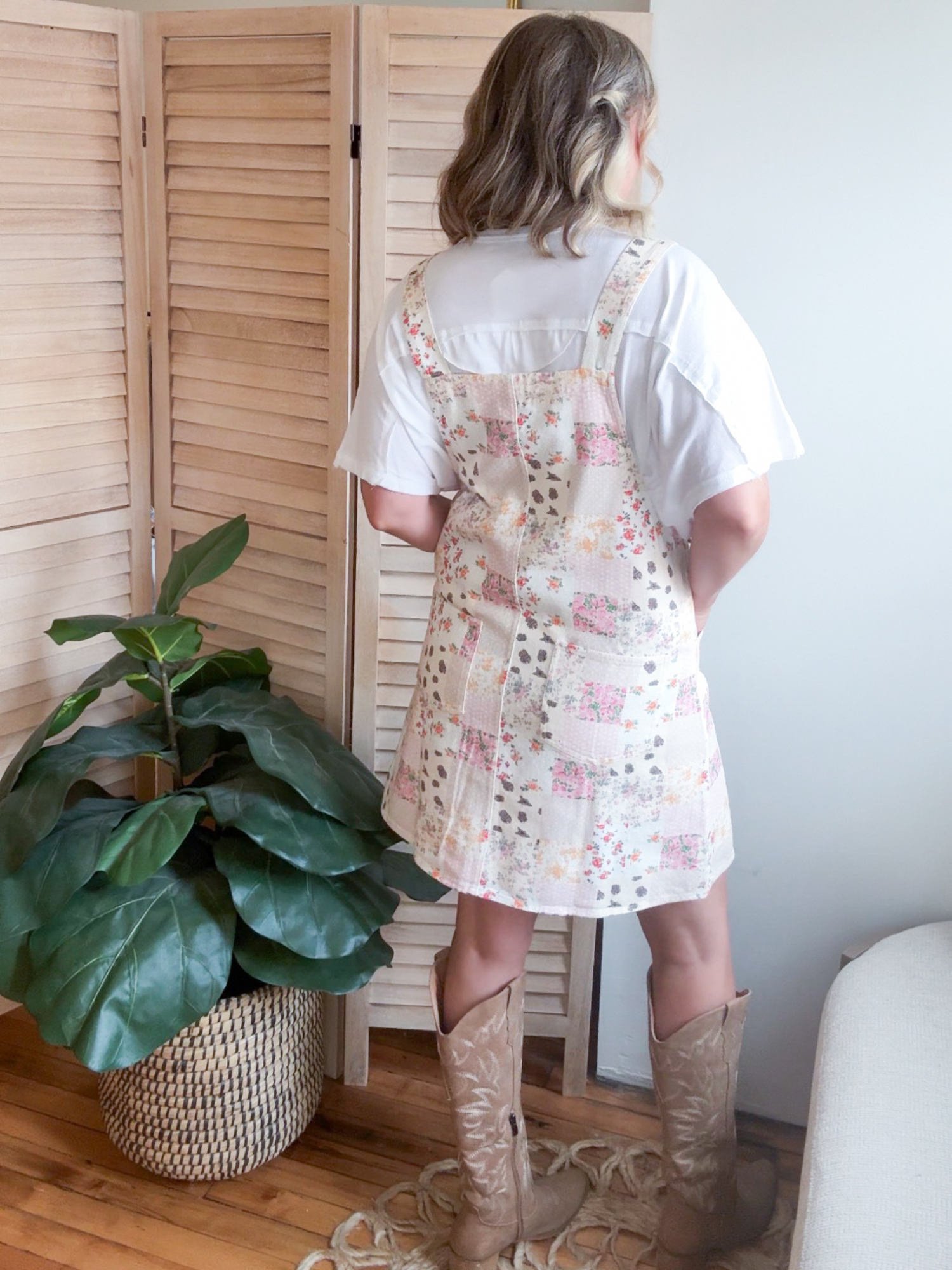 Brynn Patchwork Overall Mini Dress