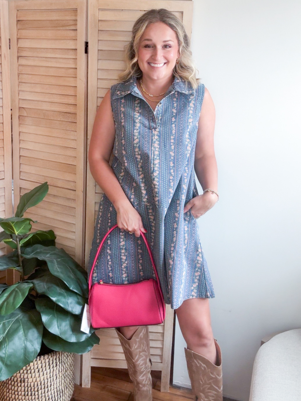Maeve Denim Mini Dress - The Collective Rose