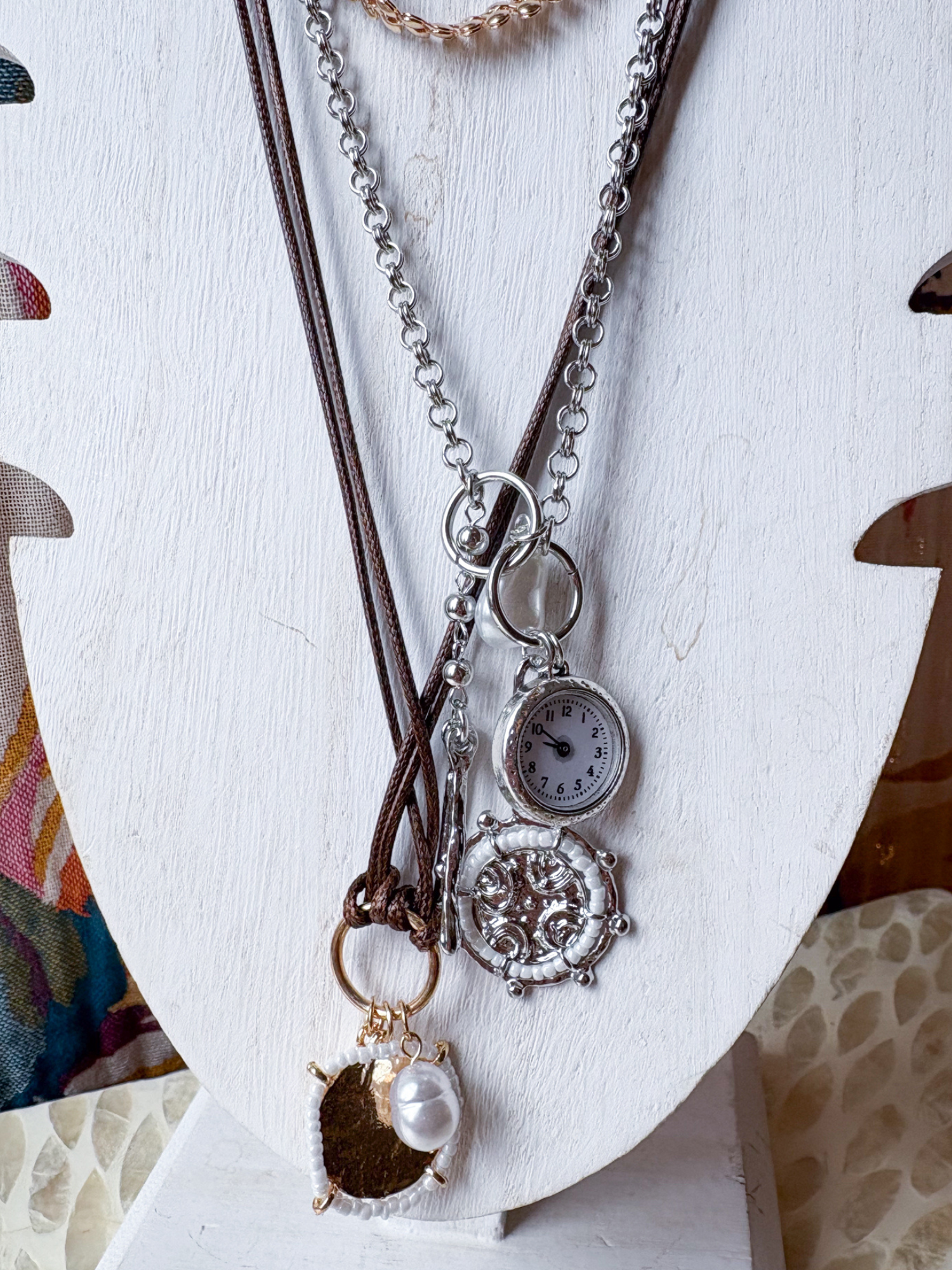 Mixed Metal Watch Necklace