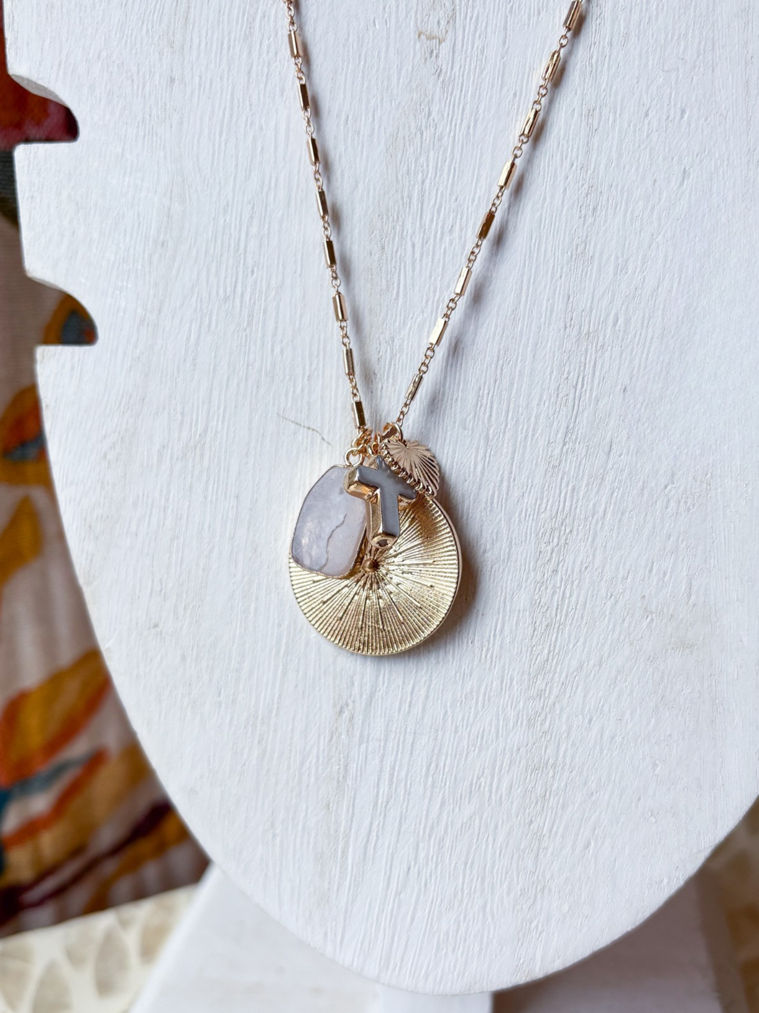 Cross & Heart Pendant Necklace