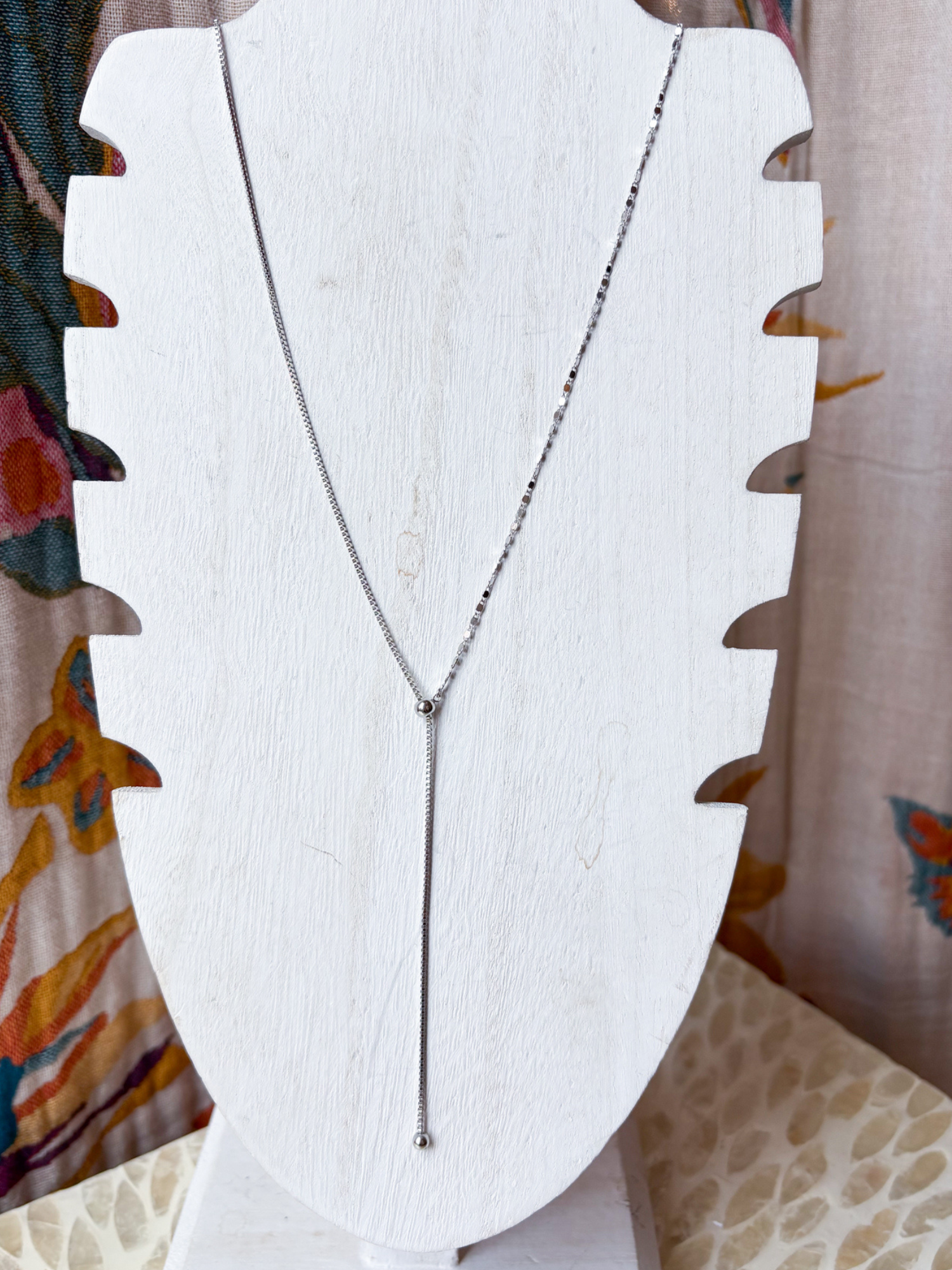 Flat Lariat Necklace - Silver