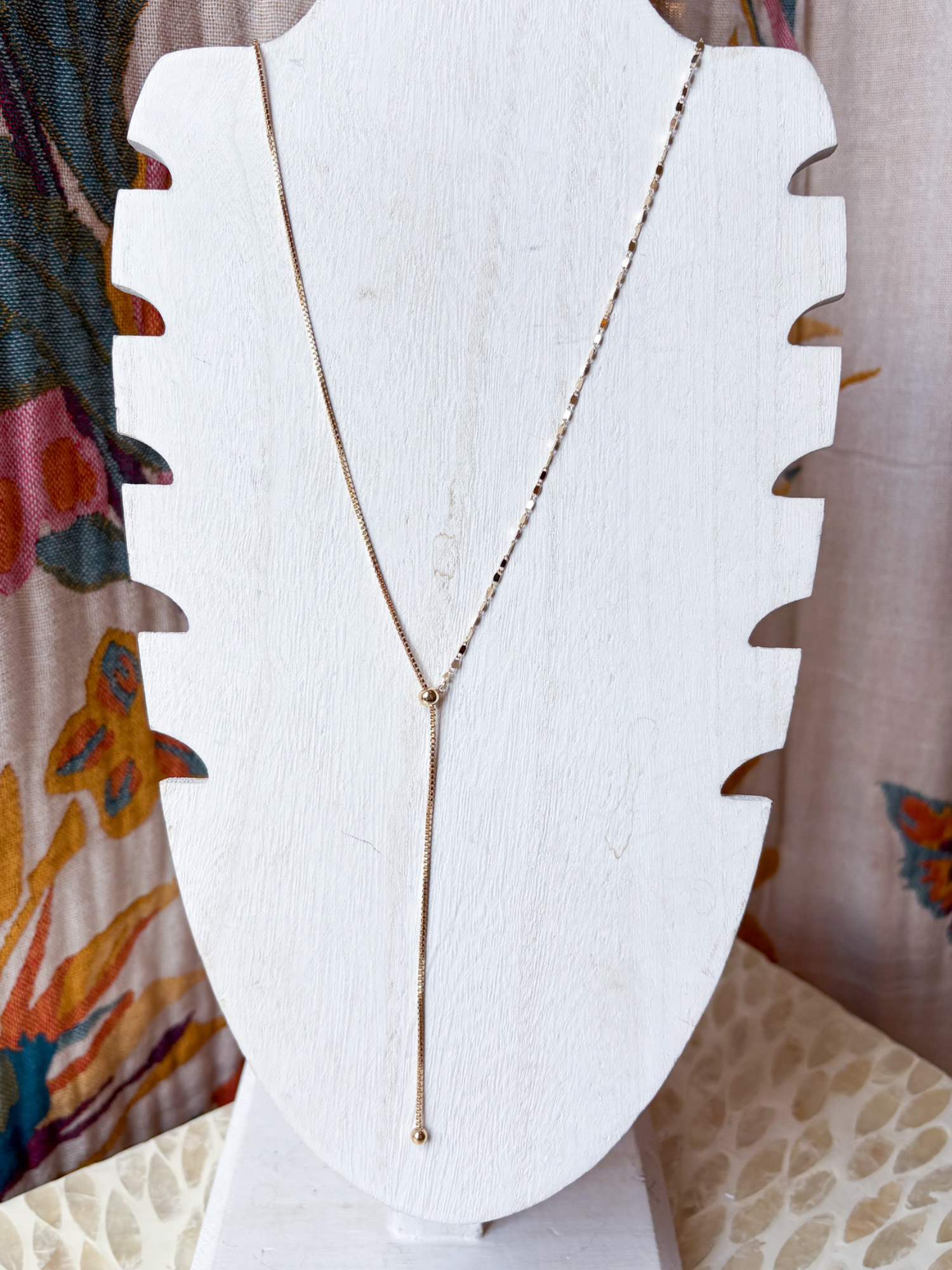 Flat Lariat Necklace - Gold