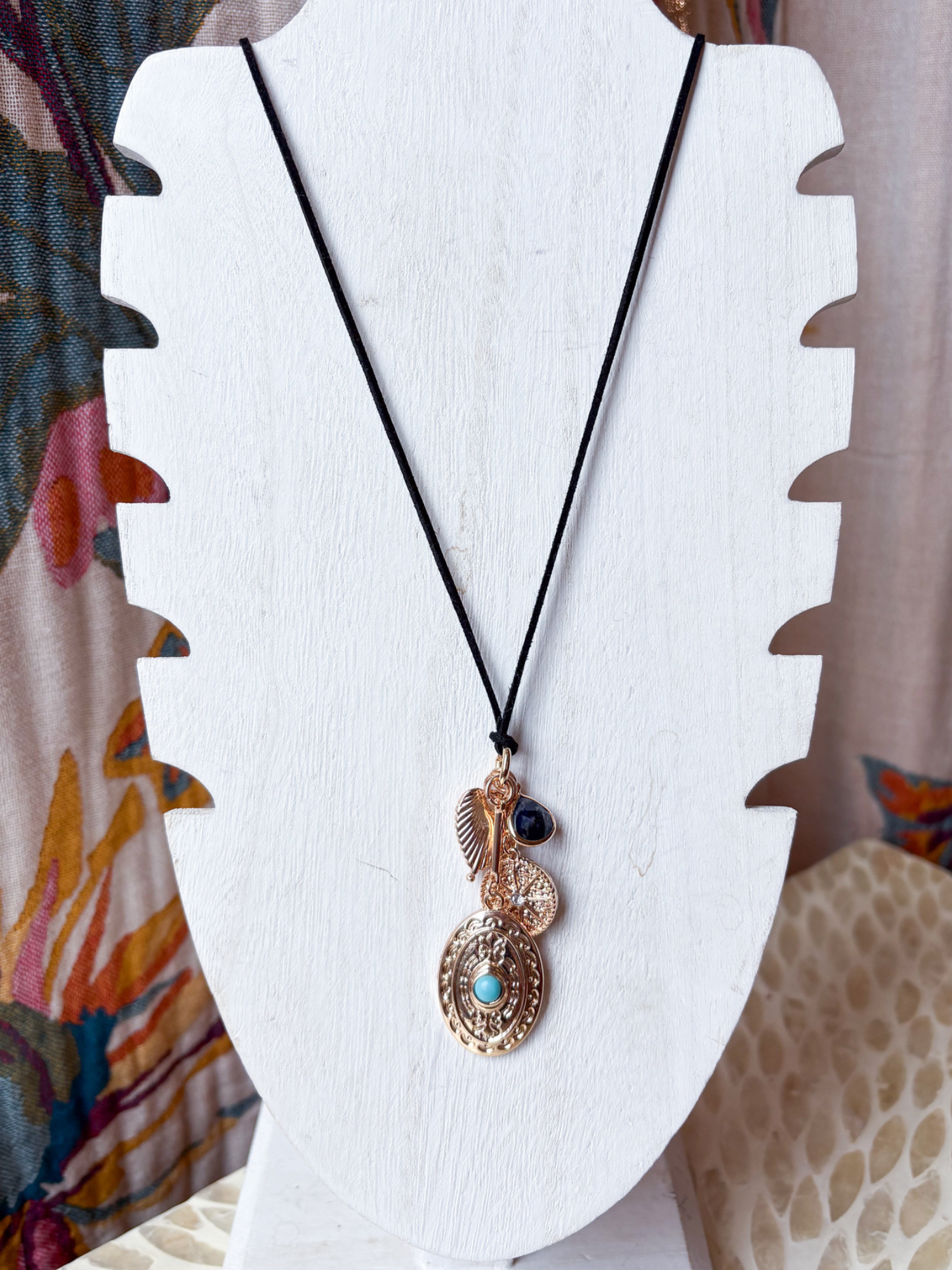 Turquoise Medallion Suede Necklace