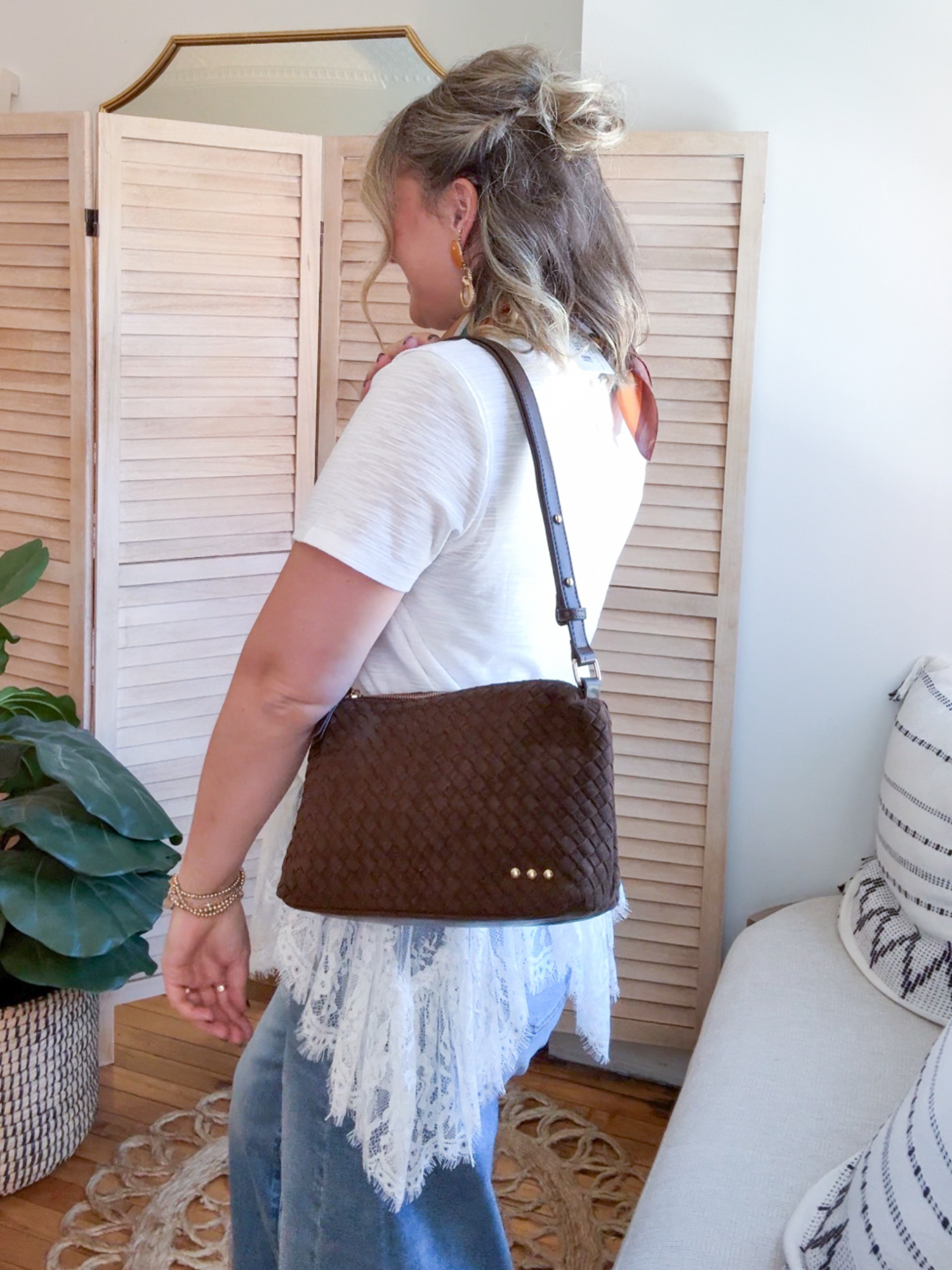 Harper Suede Shoulder Bag - Chocolate