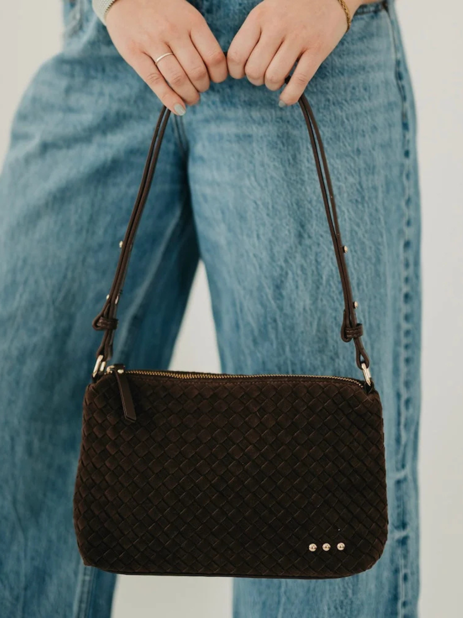 Harper Suede Shoulder Bag - Chocolate