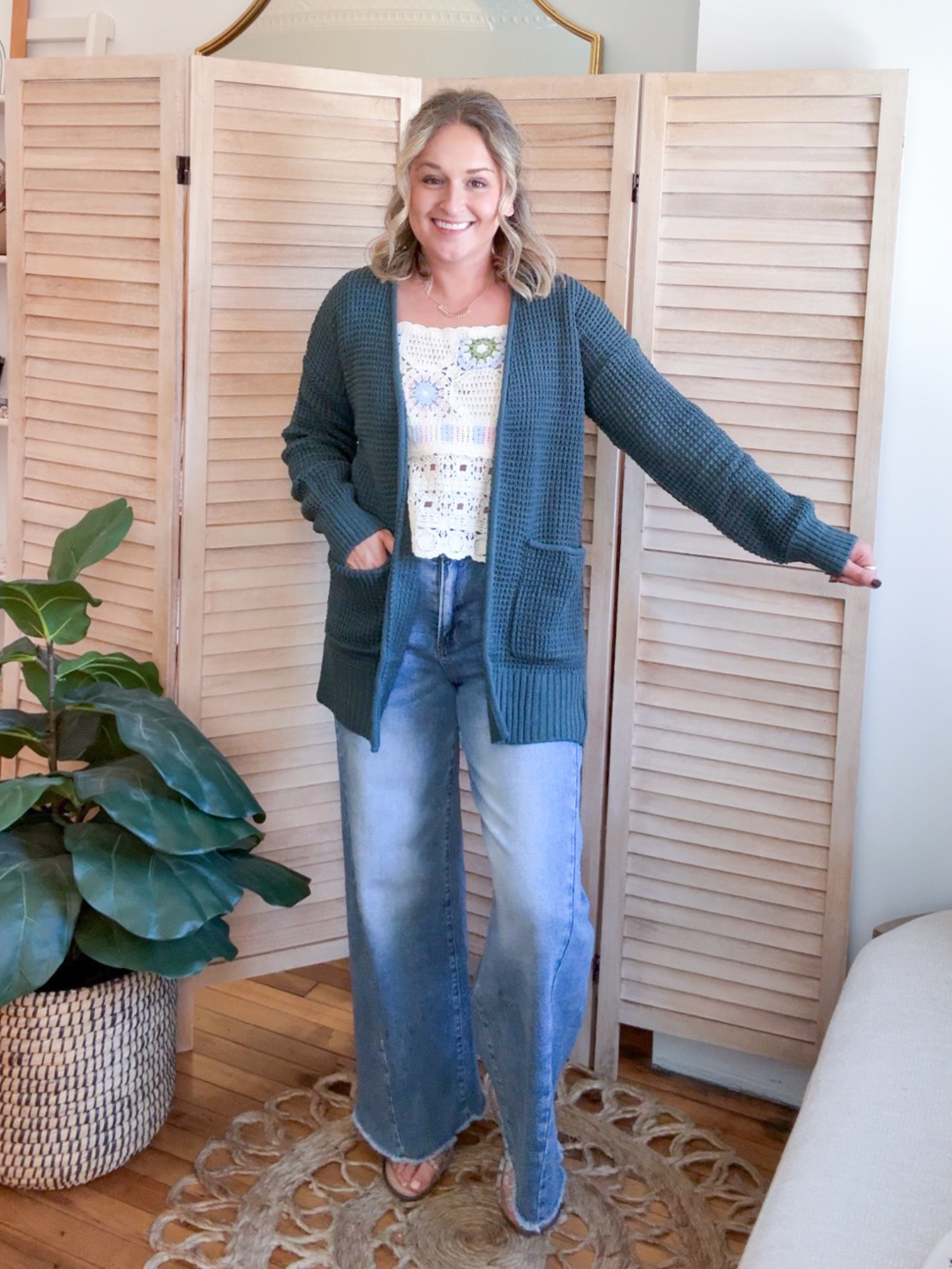 Averie Waffle Knit Cardigan