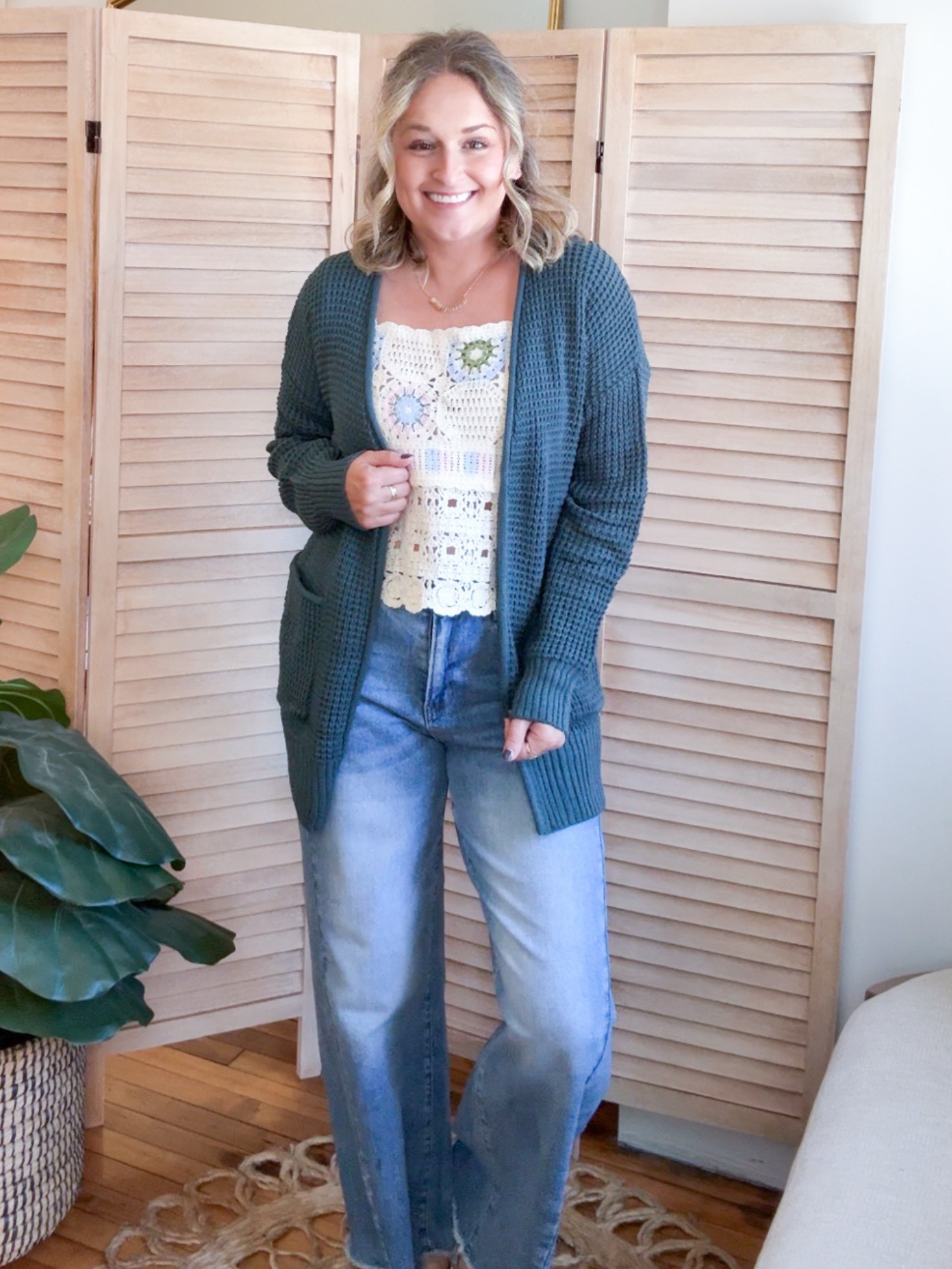 Averie Waffle Knit Cardigan