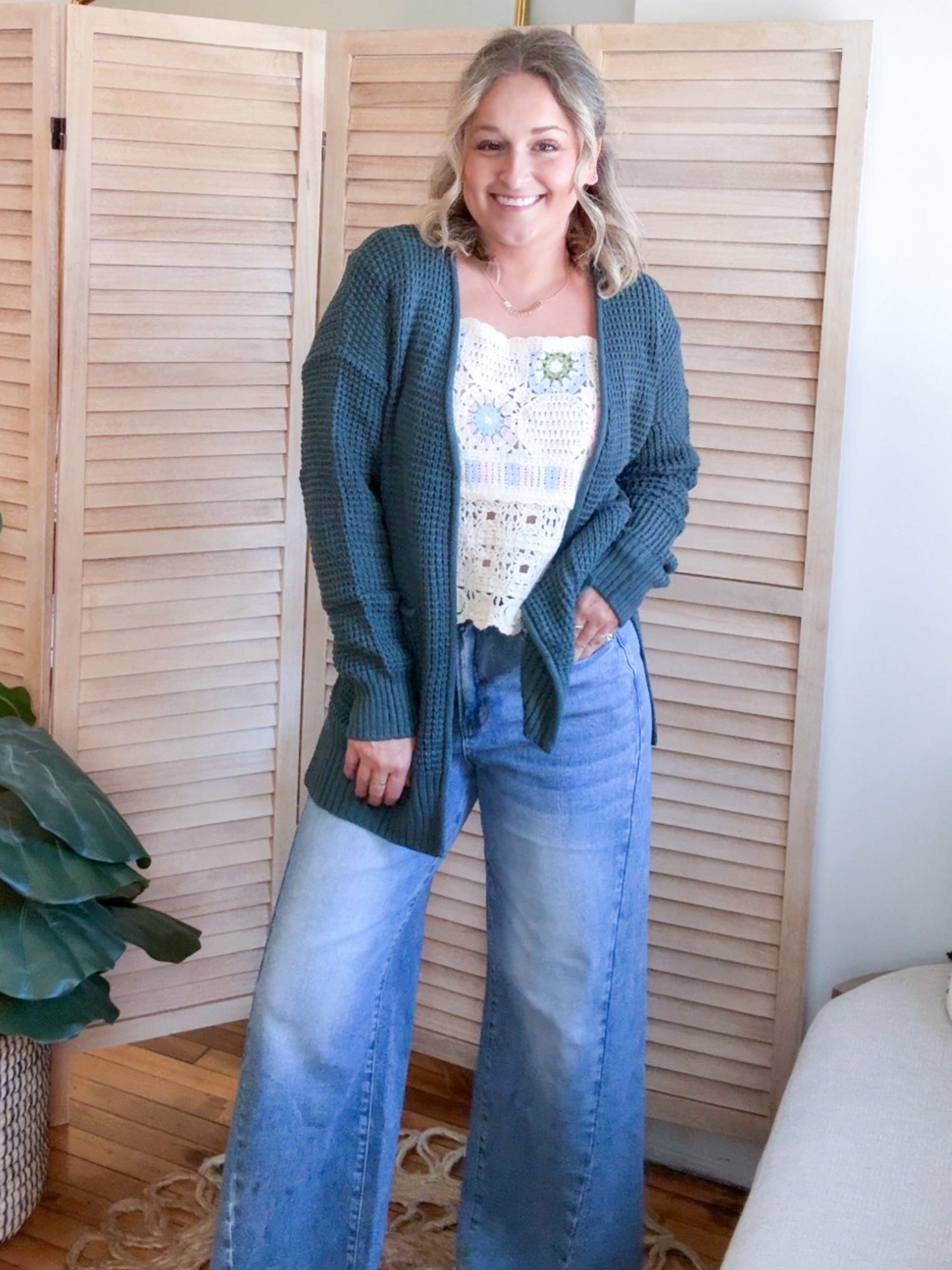 Averie Waffle Knit Cardigan