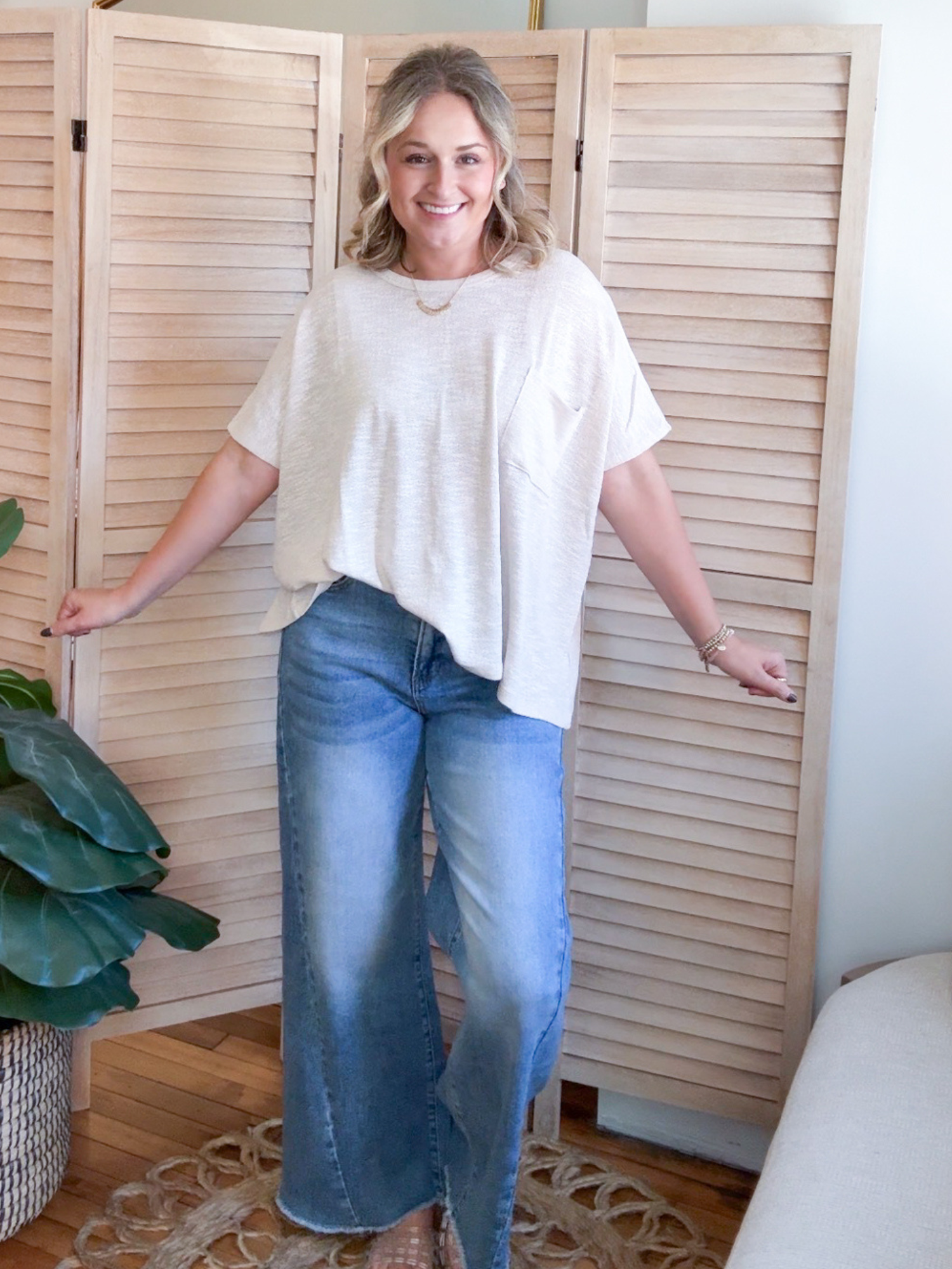 Britt Oversized Slub Tee - Sand Beige