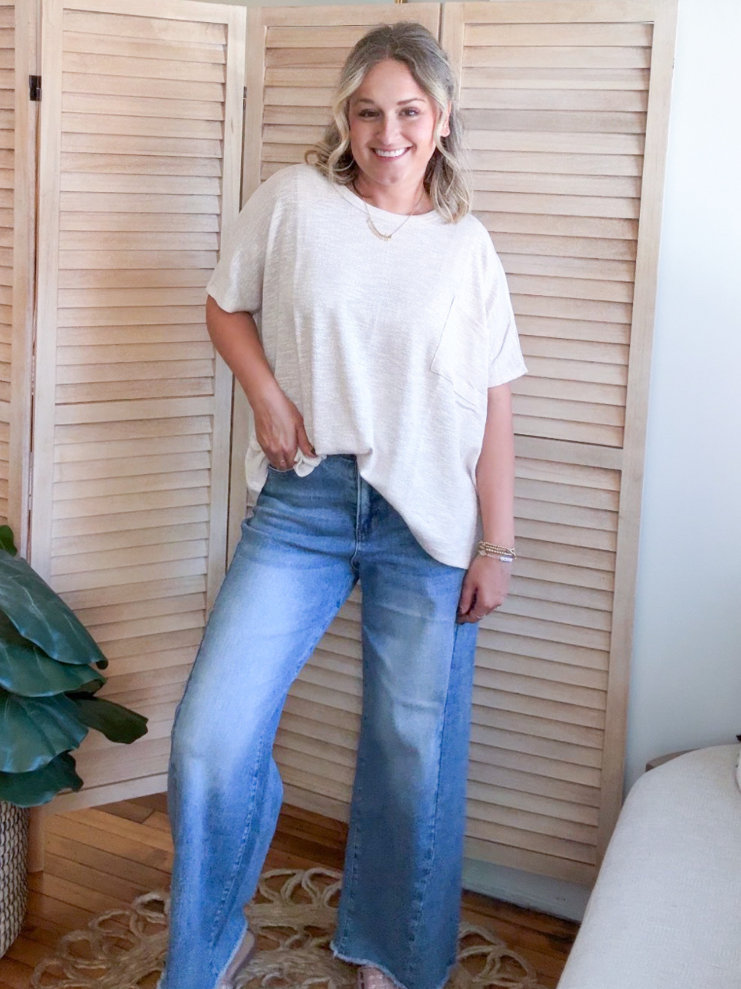 Britt Oversized Slub Tee - Sand Beige