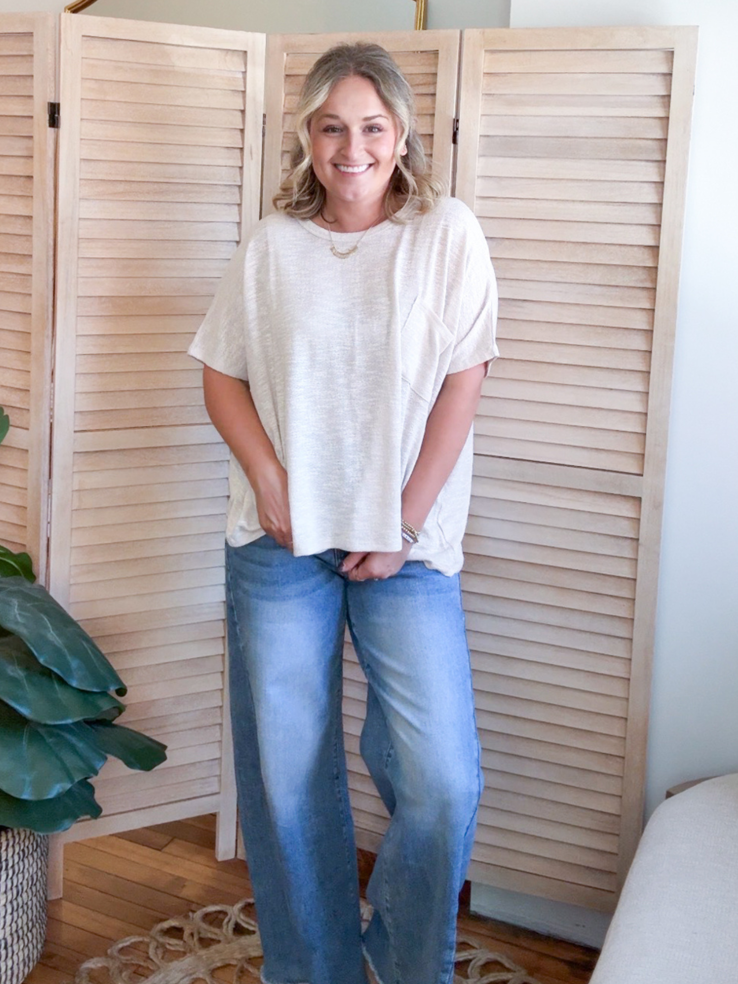 Britt Oversized Slub Tee - Sand Beige