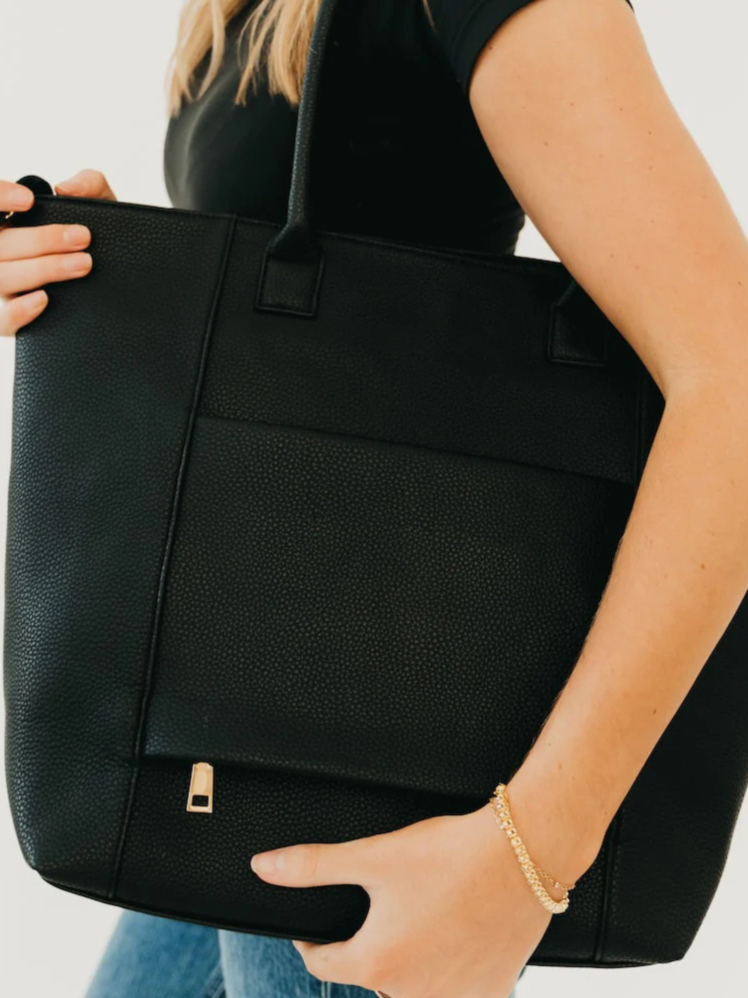Courtney Checkered Tote - Black