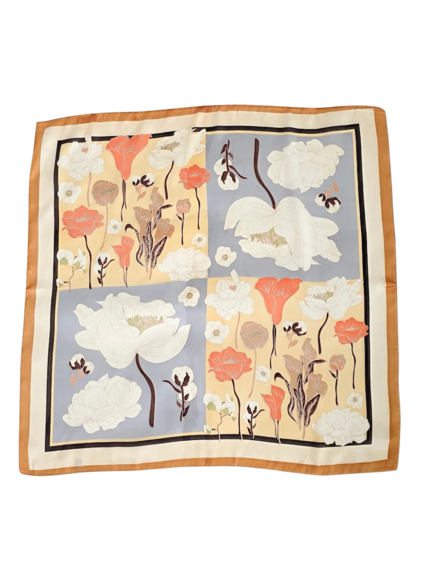 Fiona Floral Square Scarf -Taupe - The Collective Rose