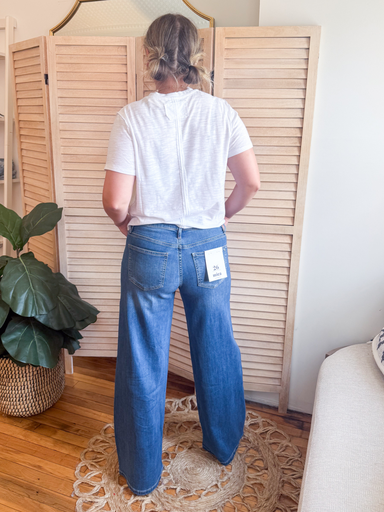 Mid Rise Wide Leg Side Panel Jeans - The Collective Rose