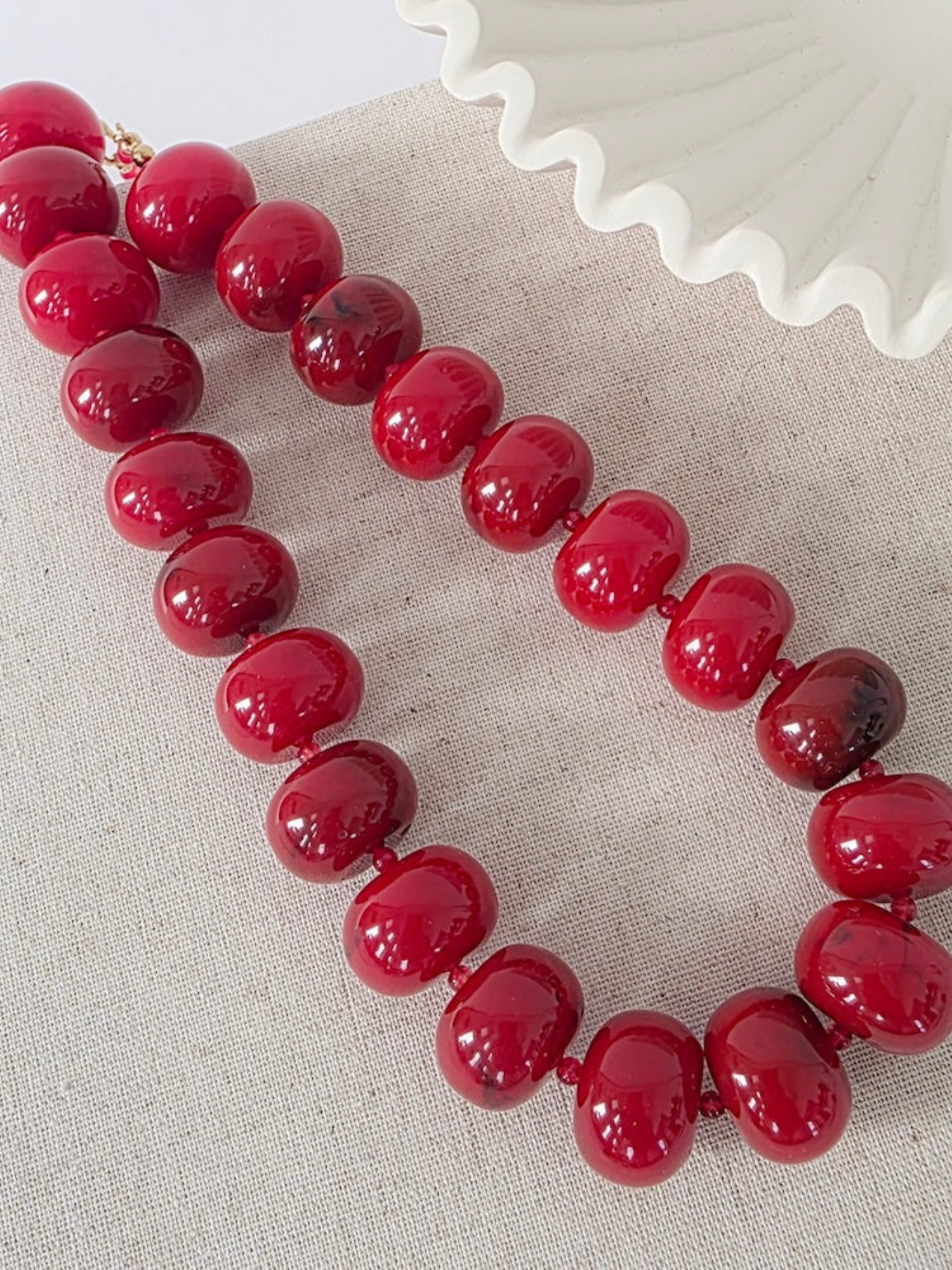 Bella Beaded Necklace - Red - The Collective Rose