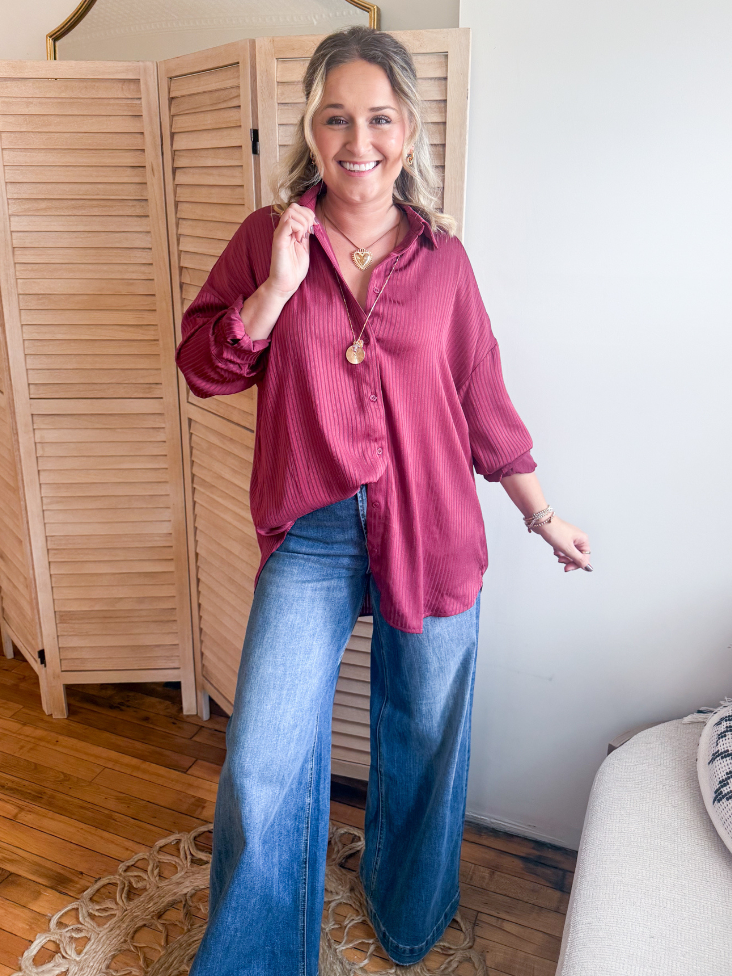 Merritt Oversized Striped Button Up