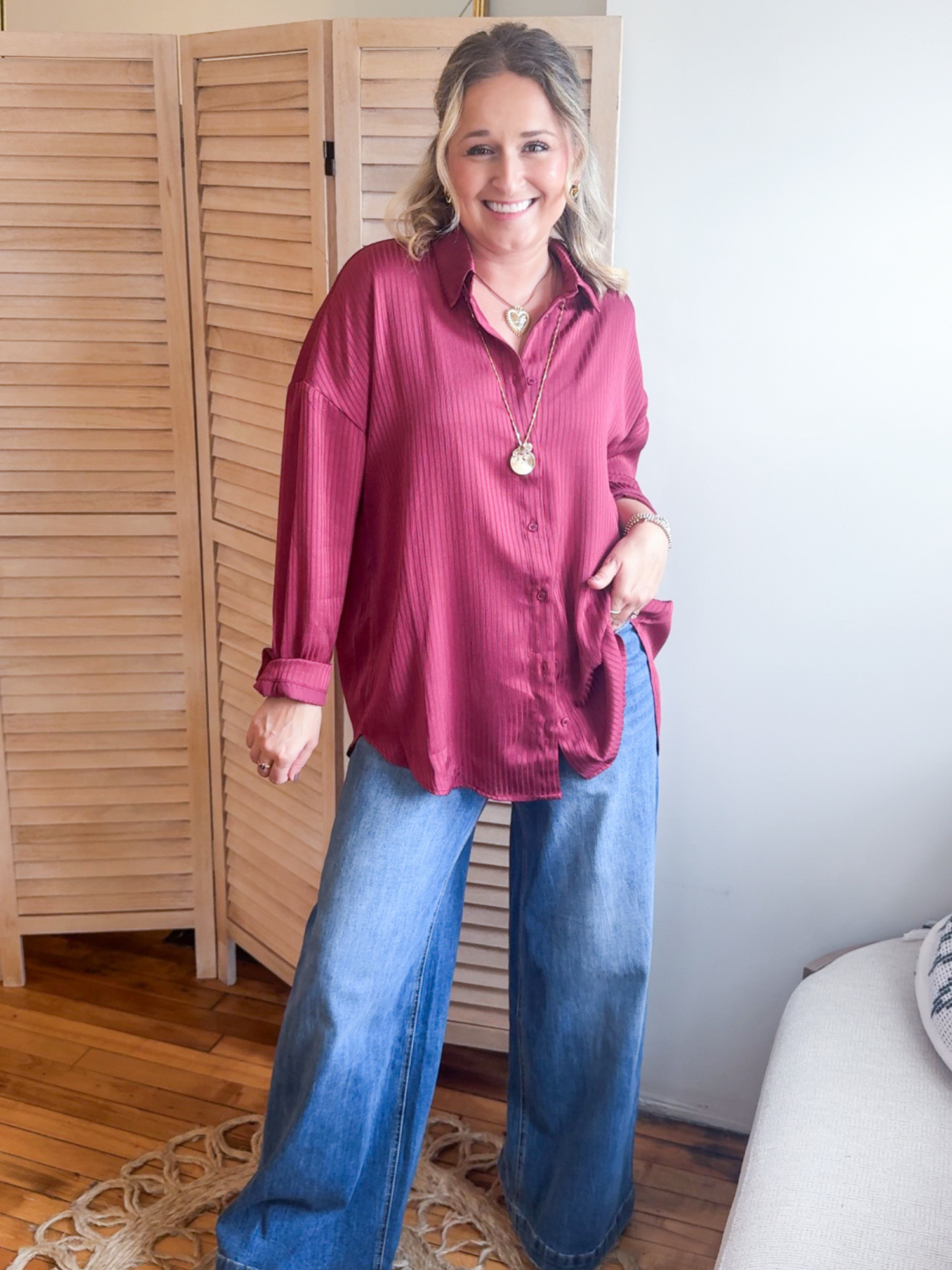 Merritt Oversized Striped Button Up