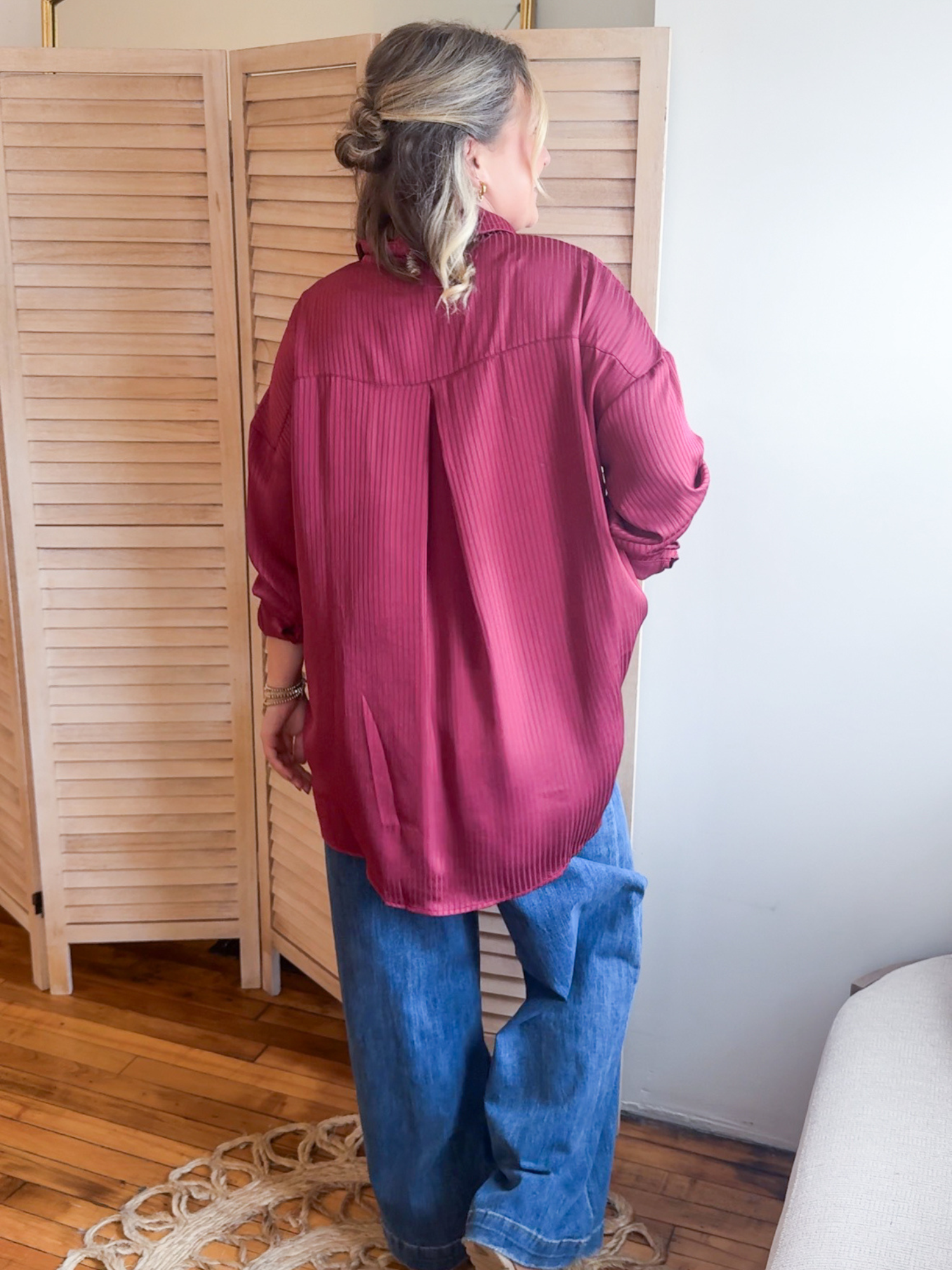 Merritt Oversized Striped Button Up