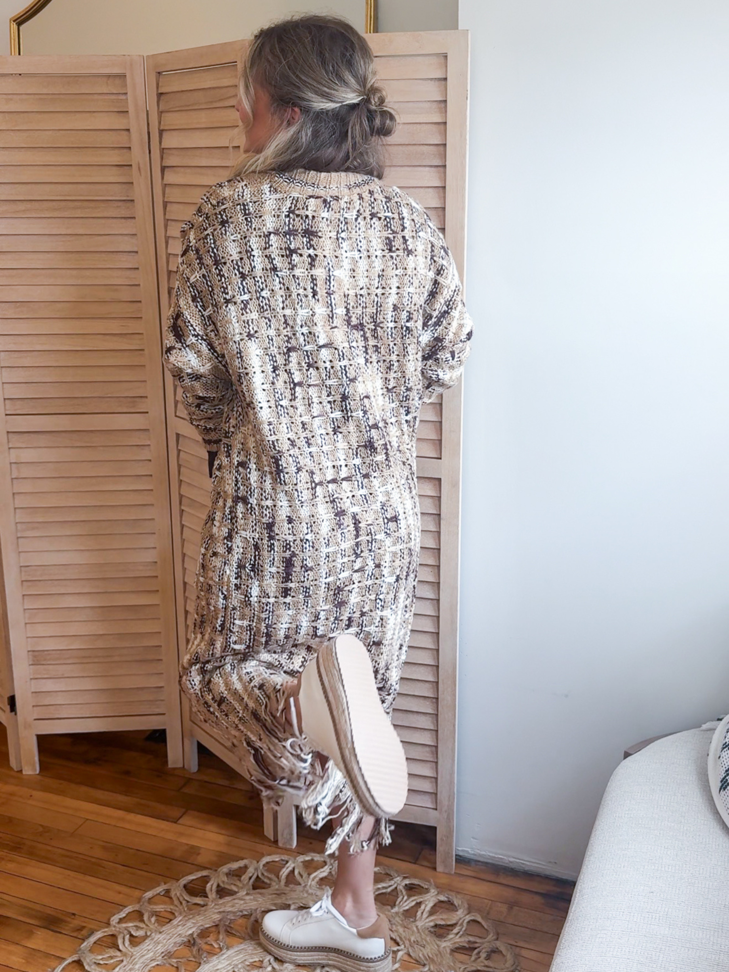 Stevie Metallic Knit Maxi Cardigan
