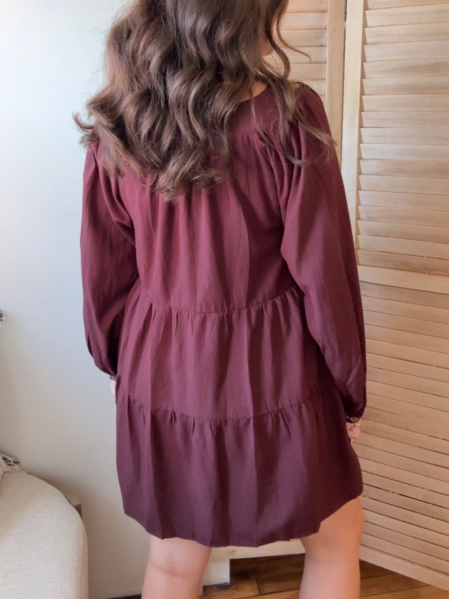 Merlot Embroidered Mini Dress